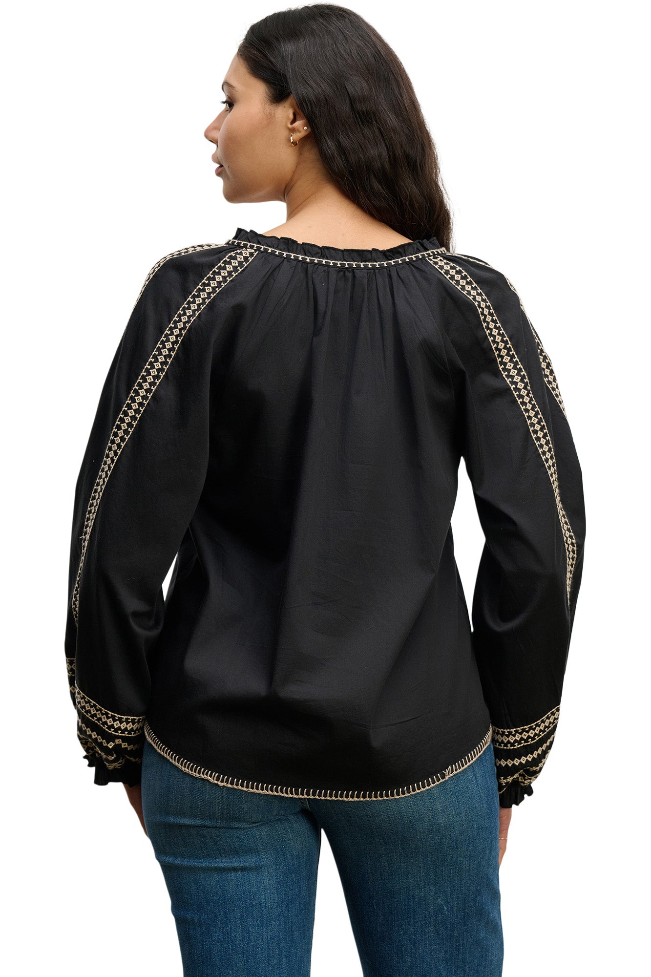 Velvet Scarlett Embroidered Top in Black
