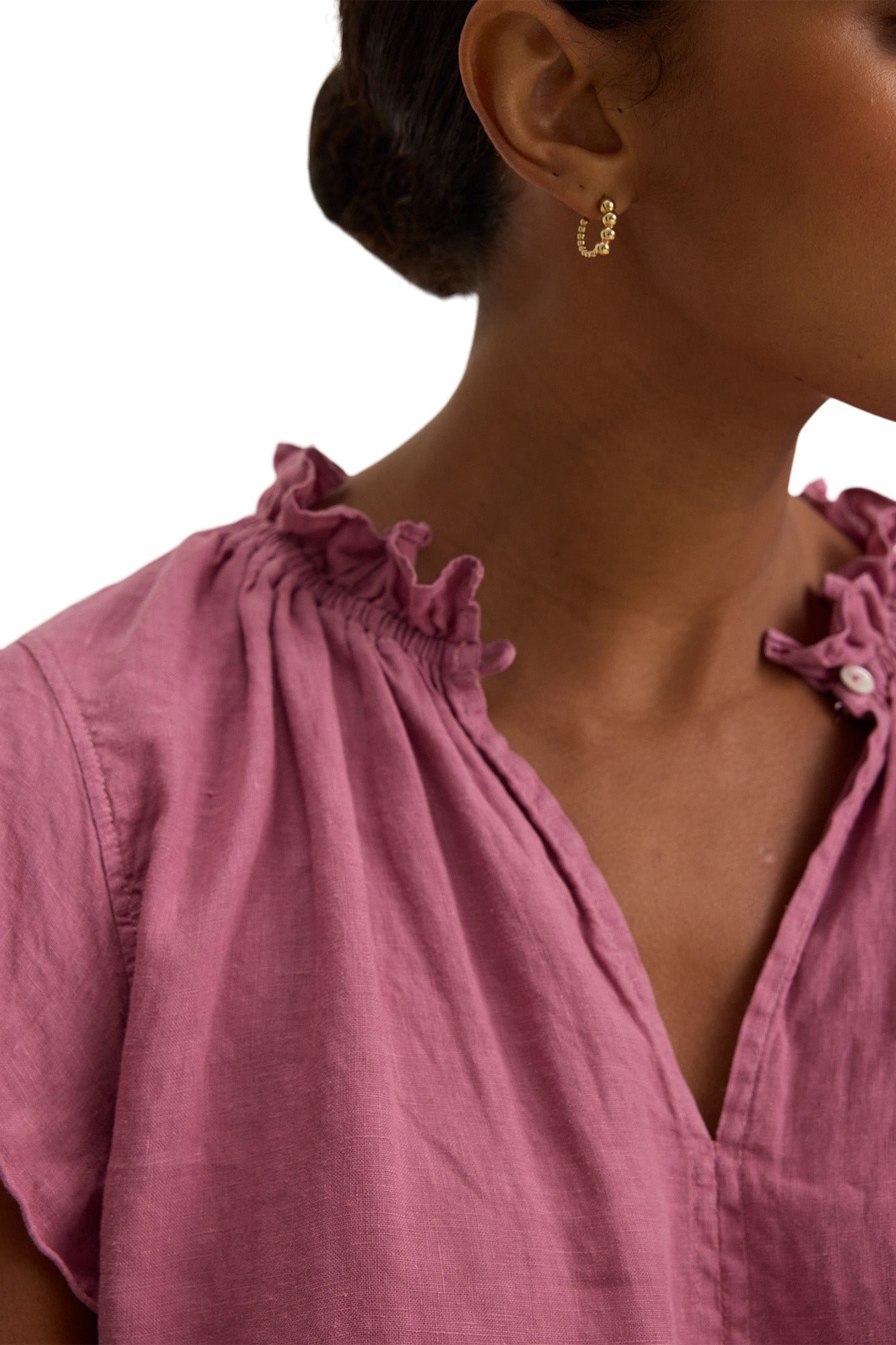 Velvet Semira Woven Linen Top in Beet