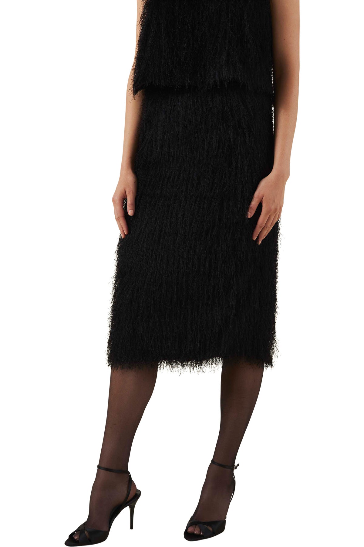 Velvet Shania Woven Tassel Skirt in Black