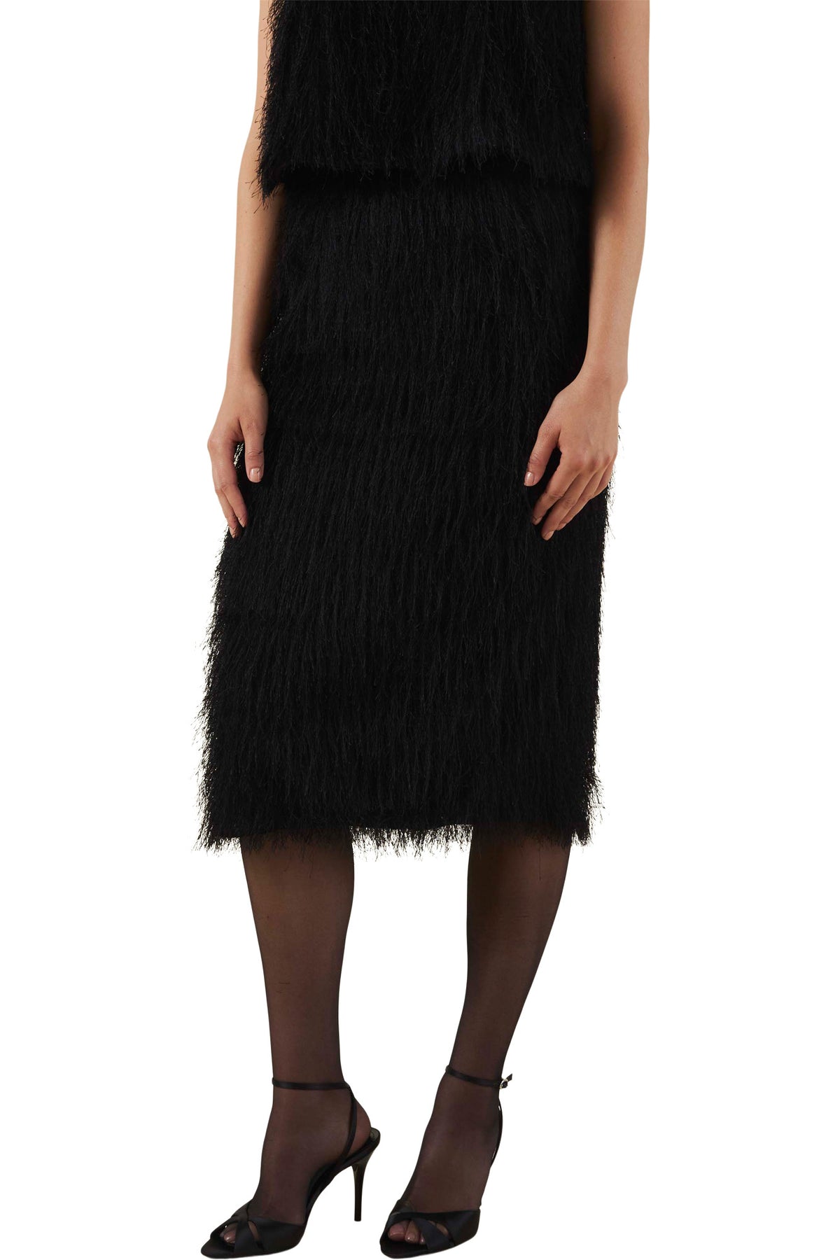 Velvet Shania Woven Tassel Skirt in Black
