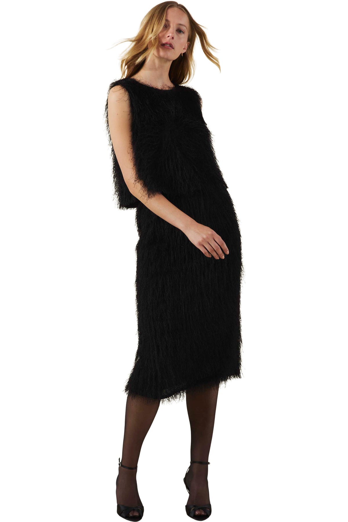Velvet Shania Woven Tassel Skirt in Black