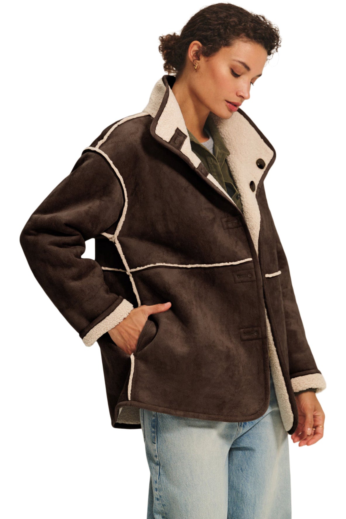 Velvet Shona Sherpa Reversible Jacket in Espresso