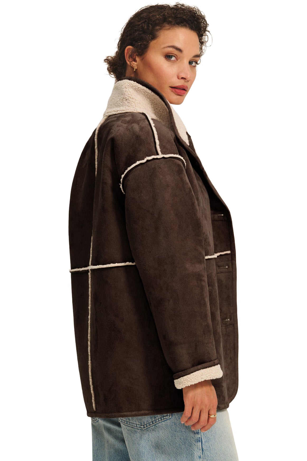Velvet Shona Sherpa Reversible Jacket in Espresso