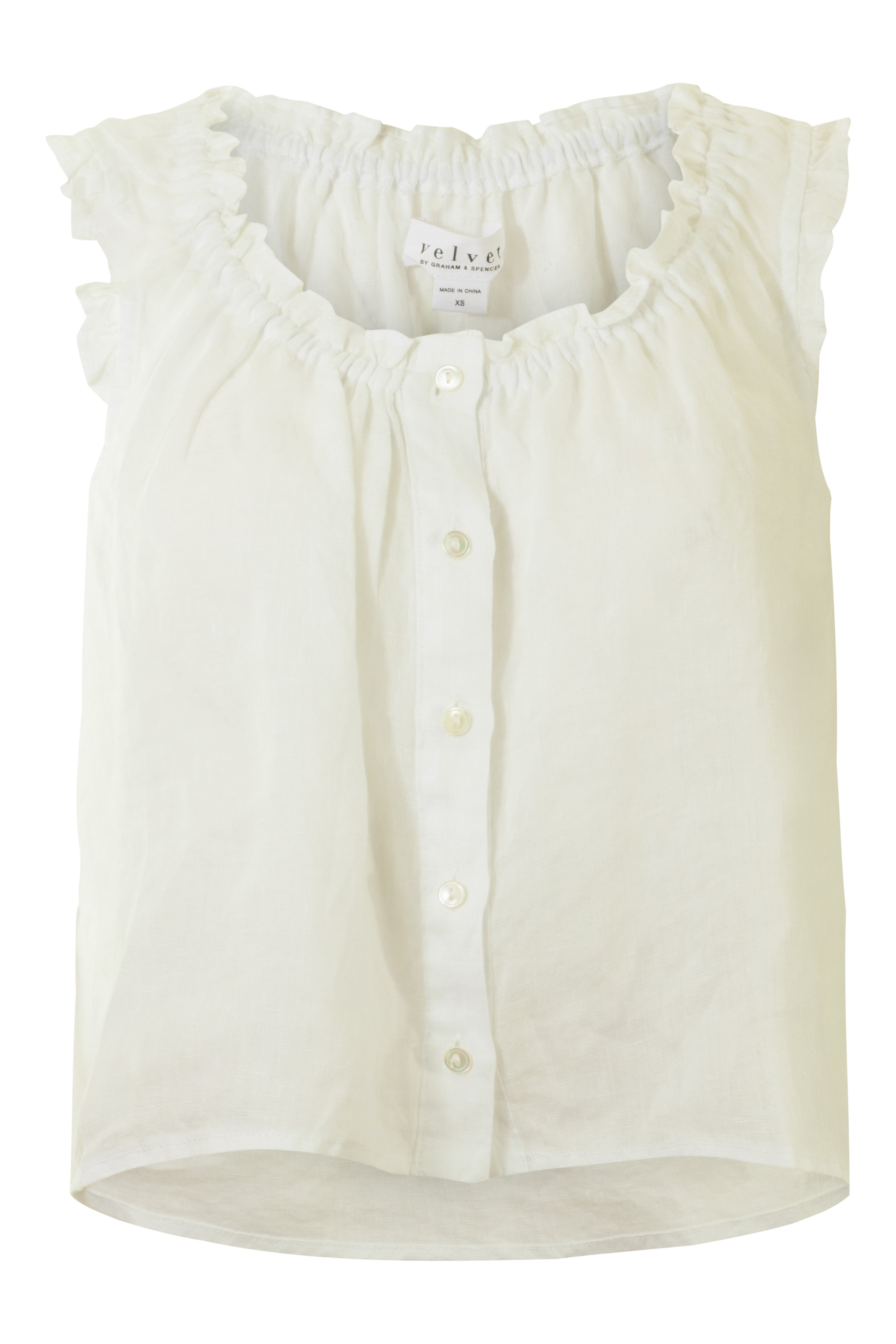 Velvet Tana Ruffled Top in White