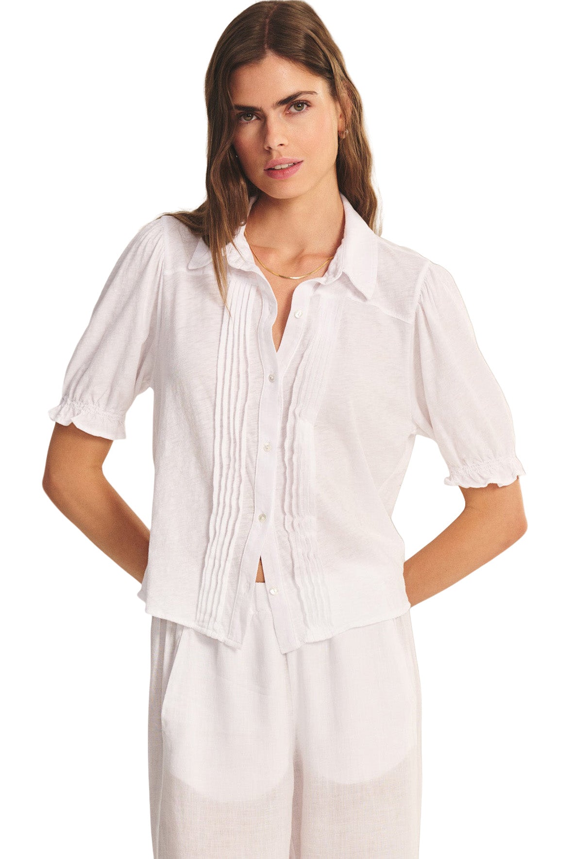 Velvet Tatum Collared Top in White