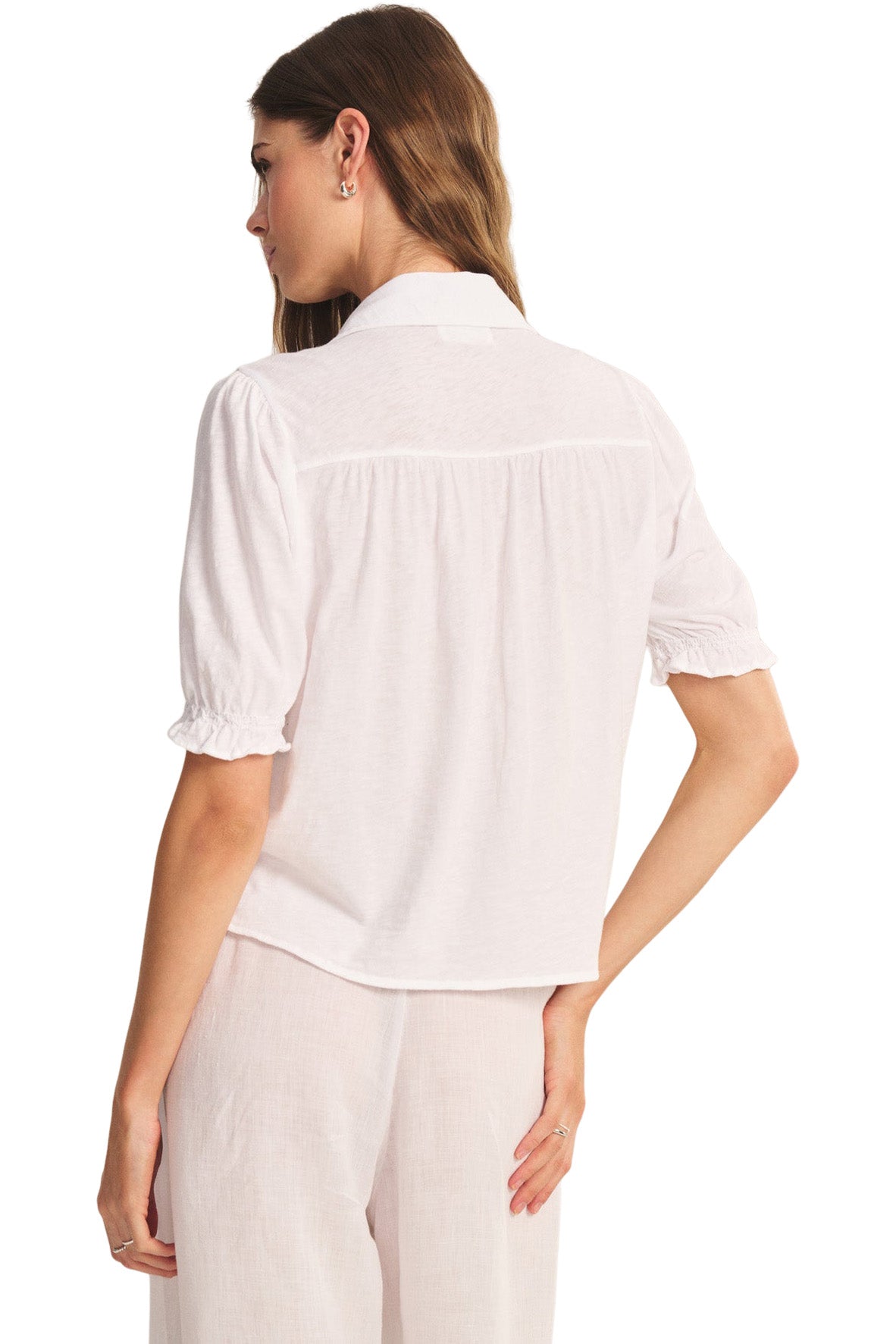 Velvet Tatum Collared Top in White