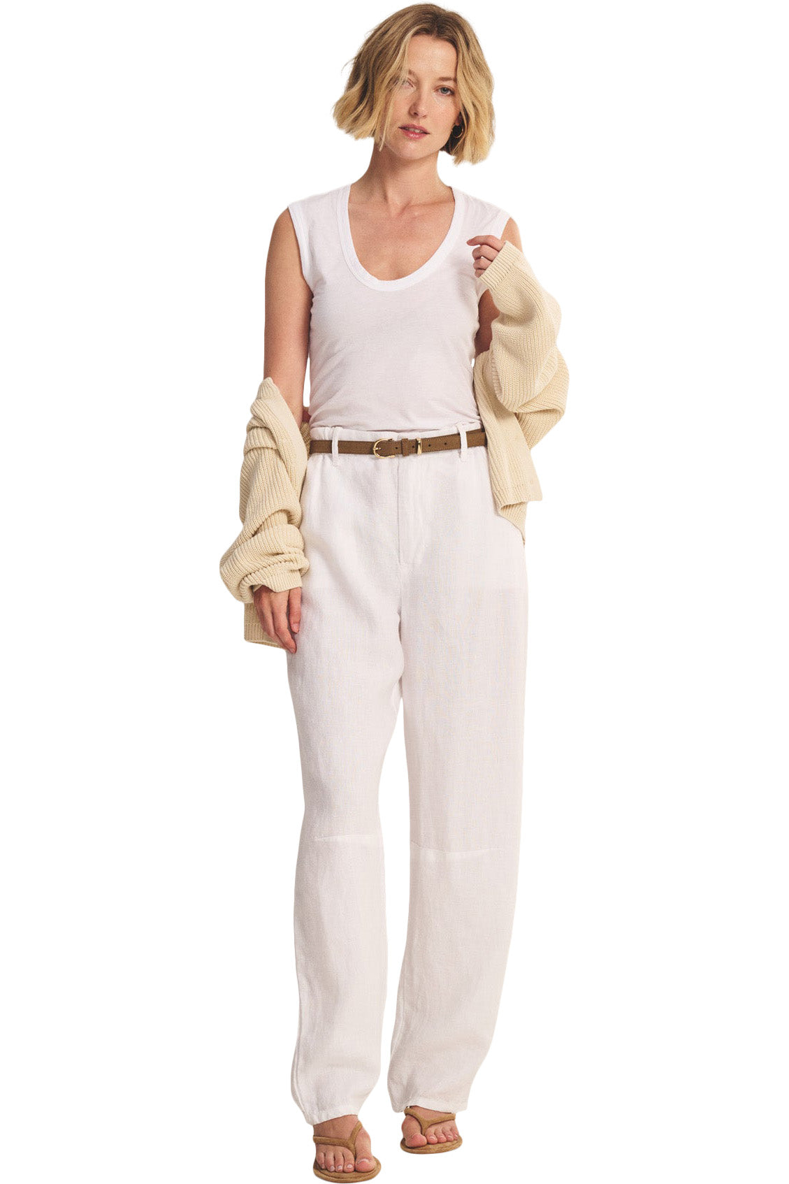Velvet Taylor Linen Pant in White