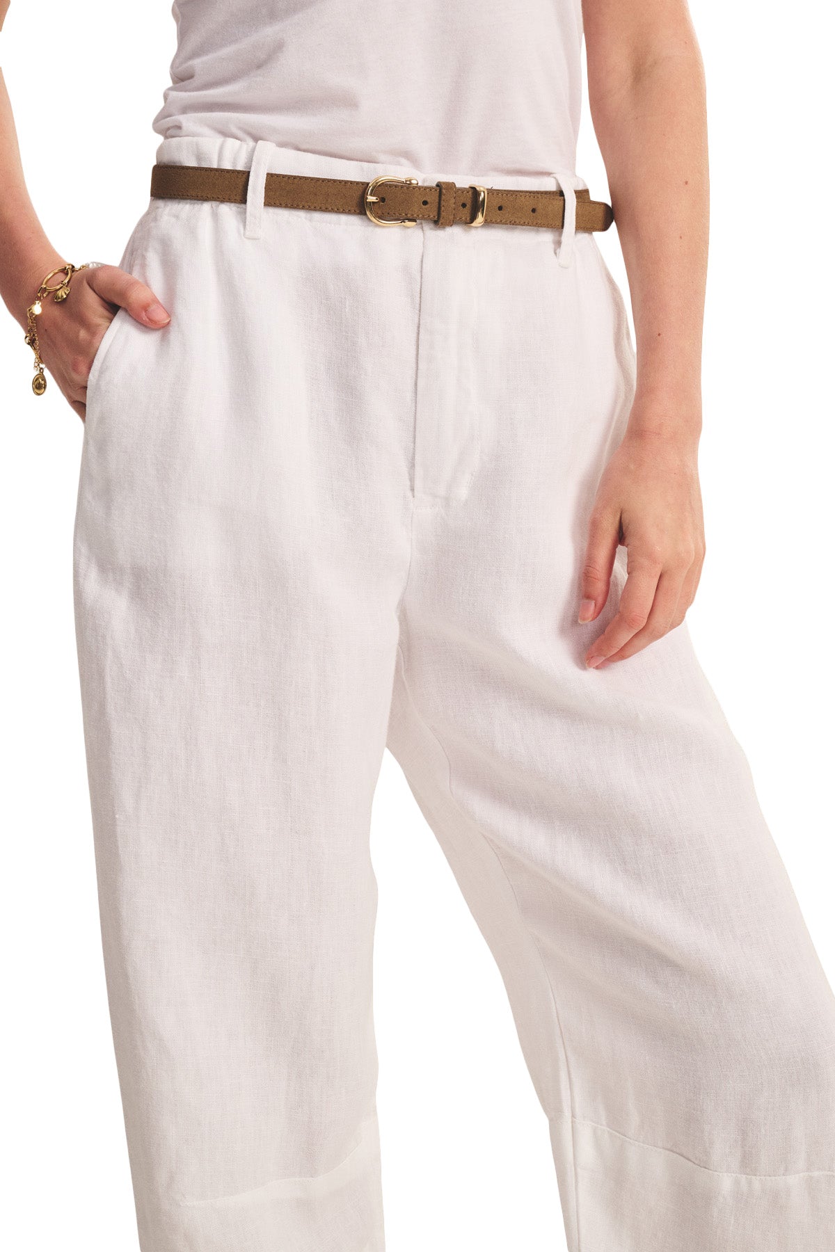 Velvet Taylor Linen Pant in White