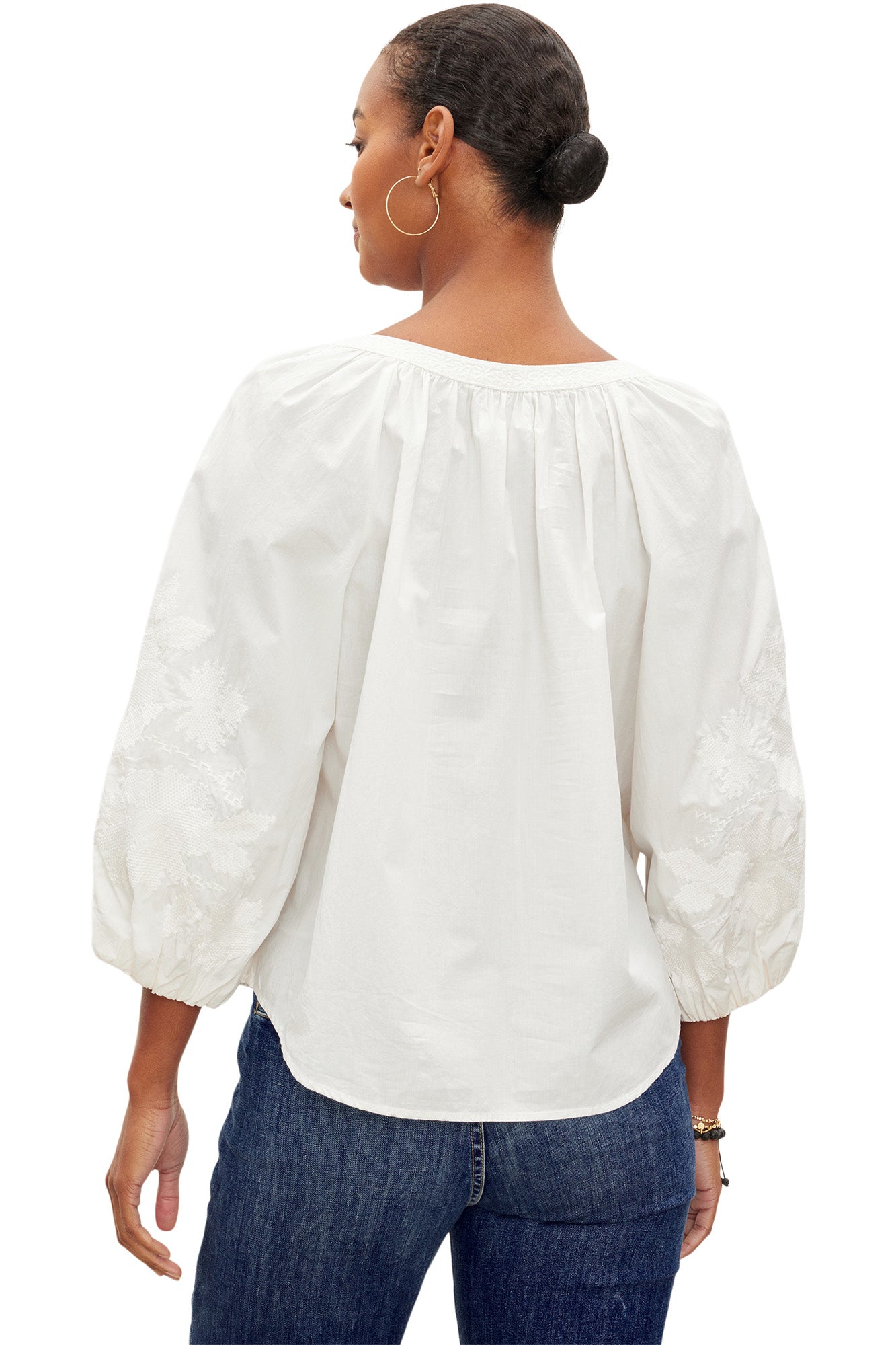 Velvet Trina Embroidered Top in Off White