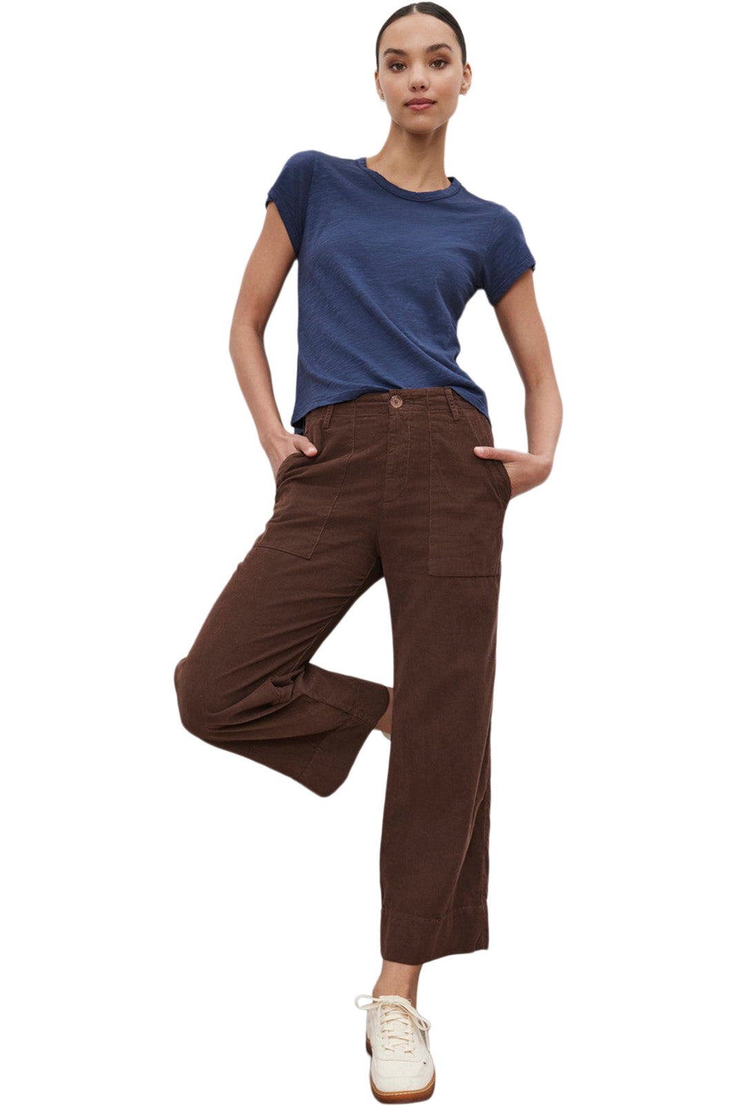 Velvet Vera Corduroy Wide Leg Trouser in Bark