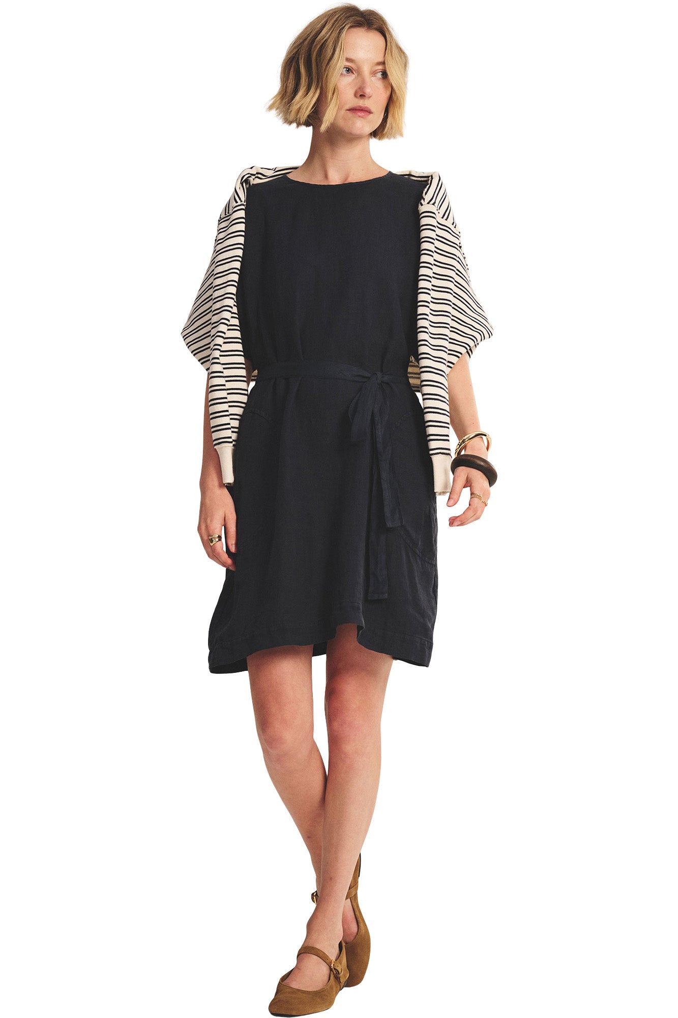 Velvet Vivian Short Sleeve Dress in Shadow