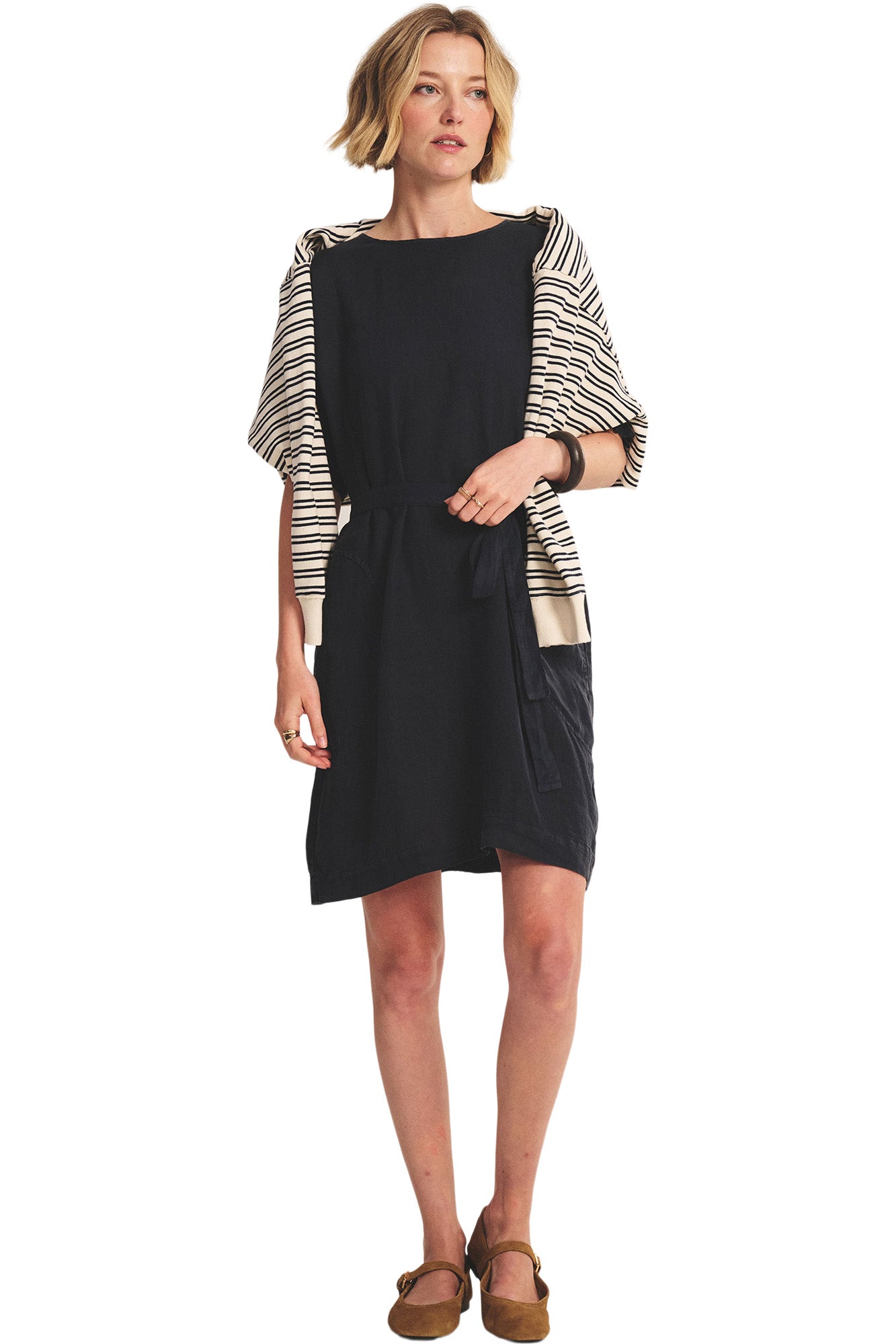 Velvet Vivian Short Sleeve Dress in Shadow