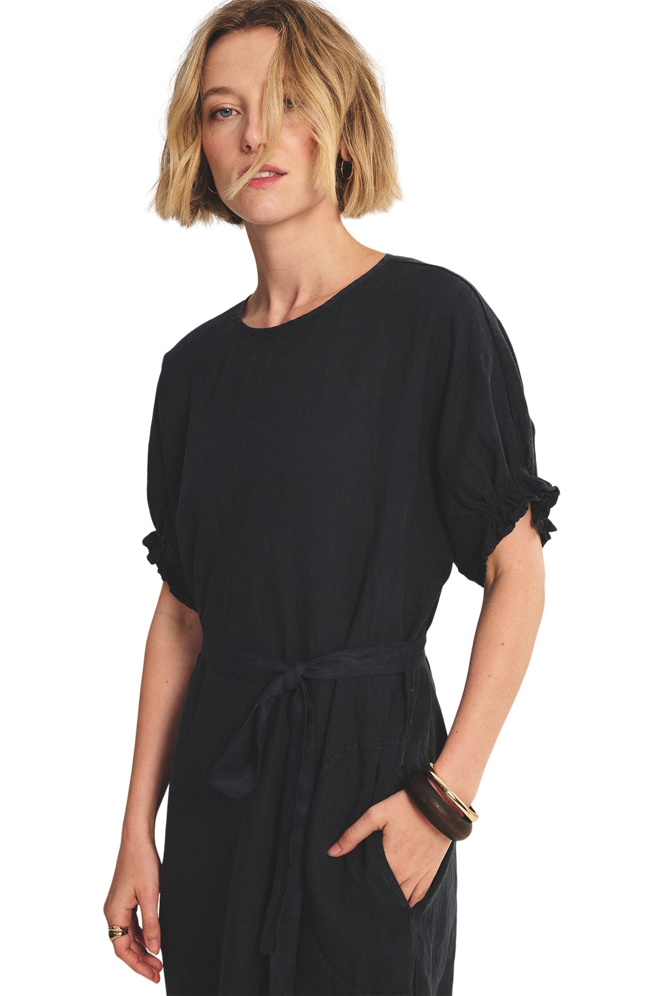 Velvet Vivian Short Sleeve Dress in Shadow