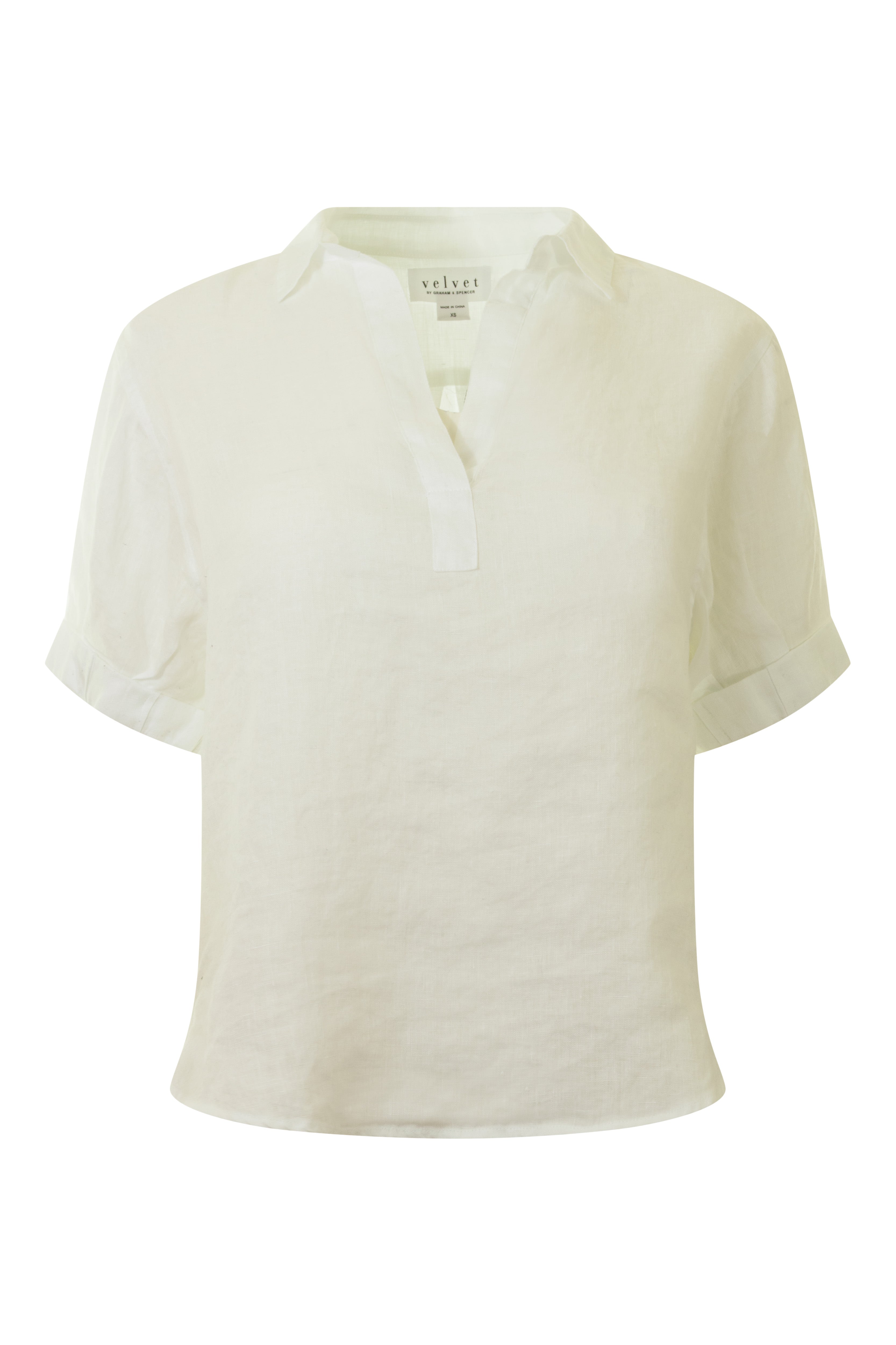 Velvet Vivica Linen Top in White