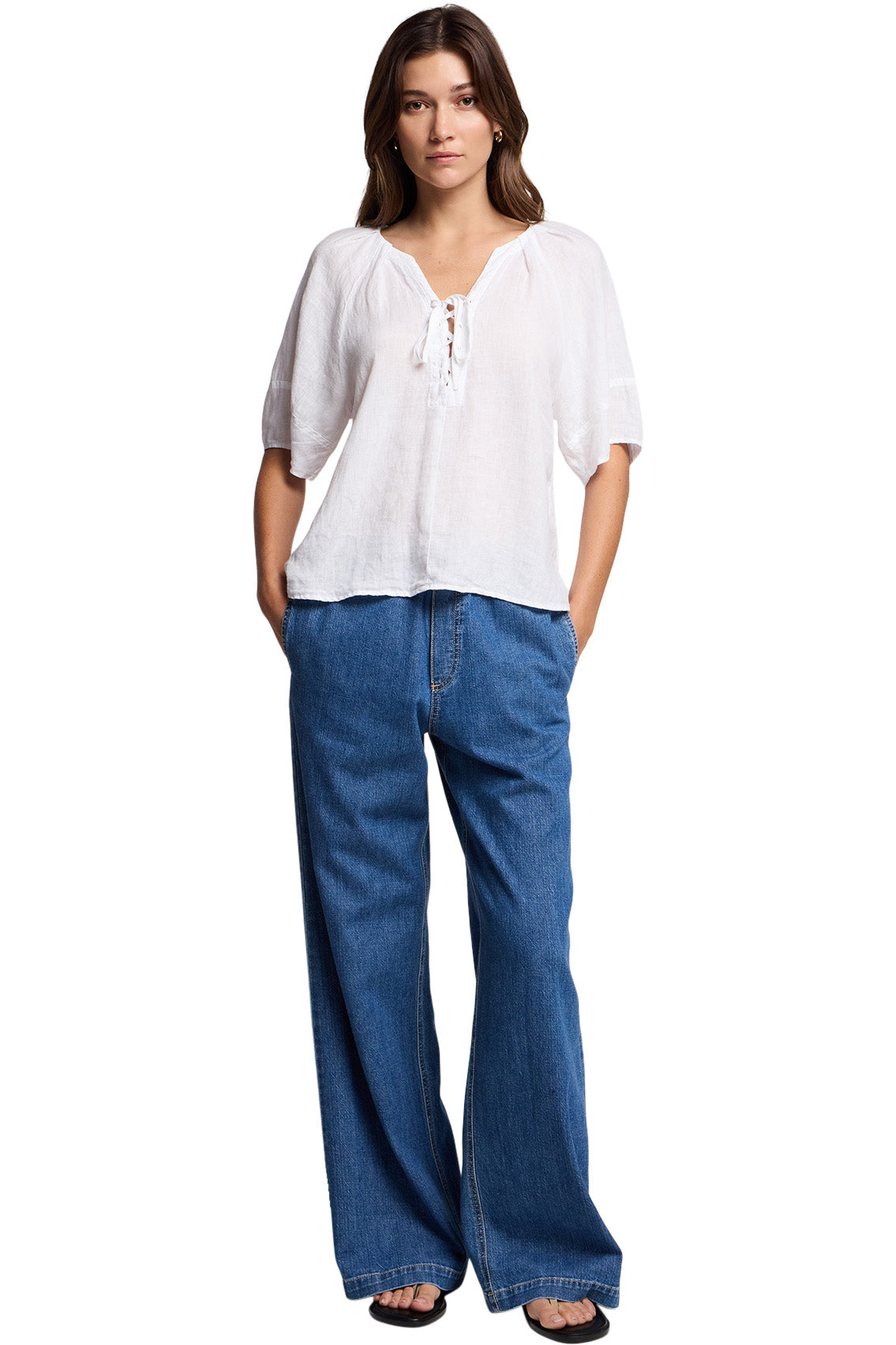 Velvet Faeryn Short Sleeve Top in White