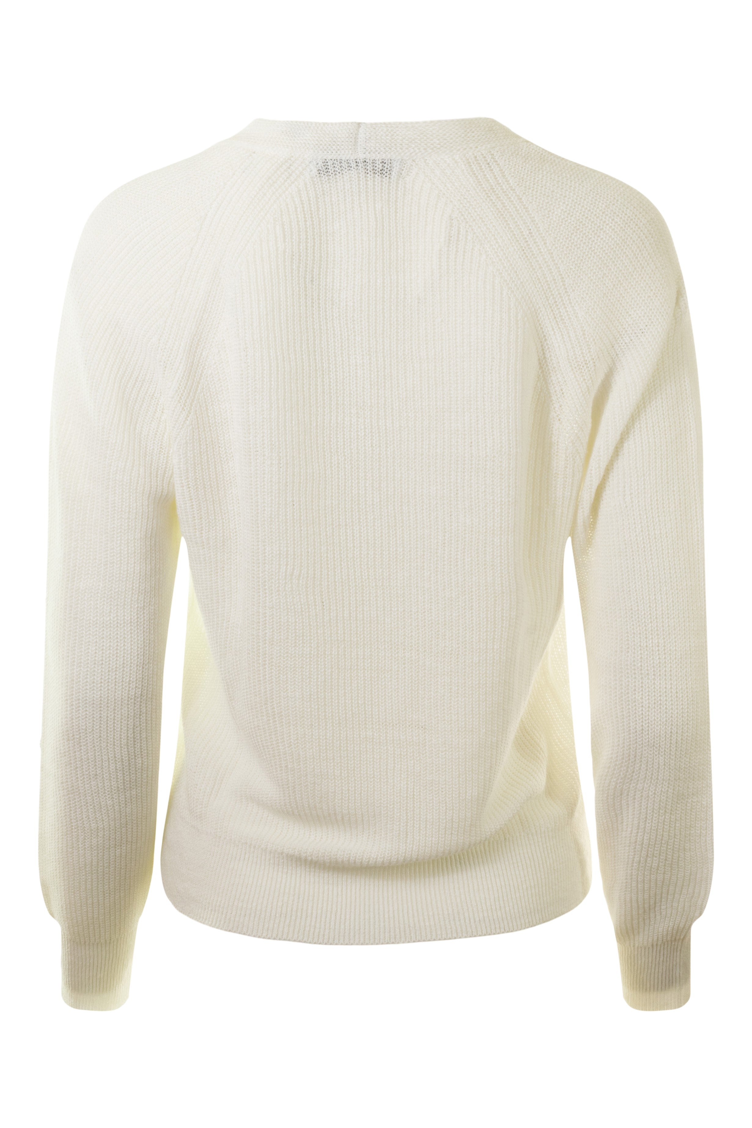 White & Warren Classic Ribbed V-neck Sweater in White