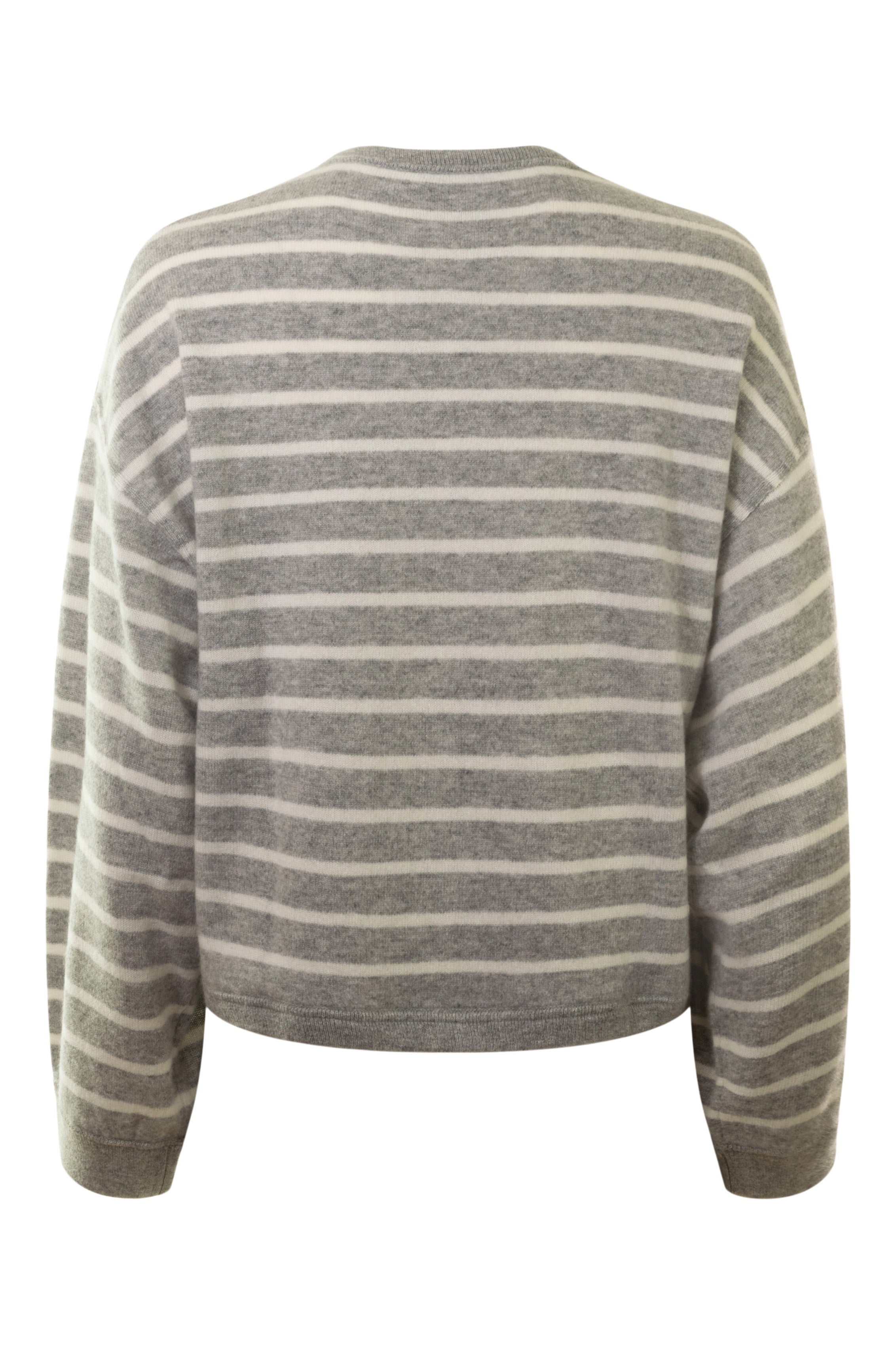 White & Warren Drop Shoulder Striped Sweater