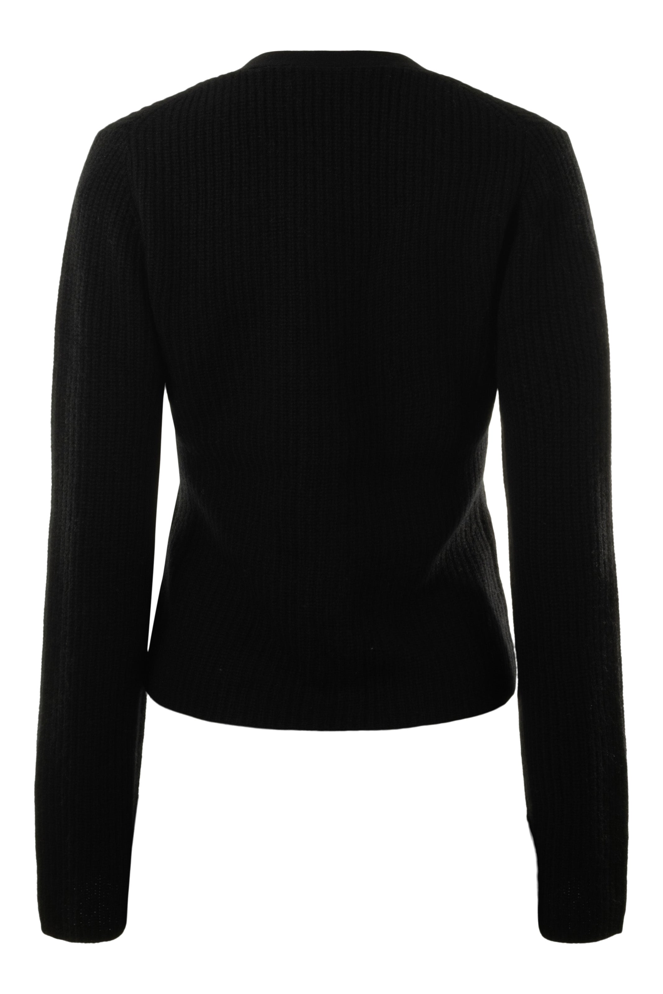 White & Warren Cashmere Fluted Sleeve Cardigan in Black