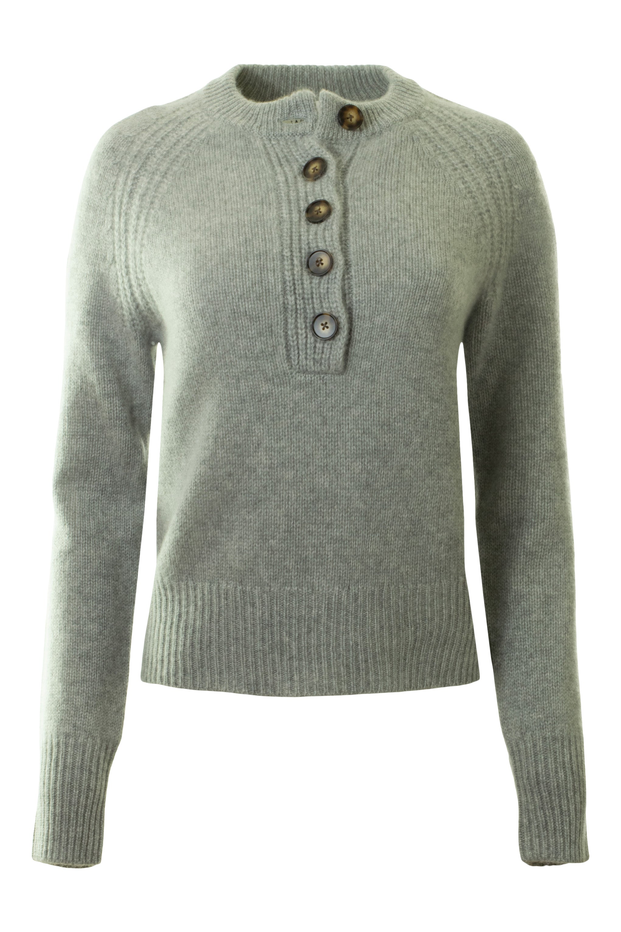 White & Warren Cashmere Luxe Henley in Grey Heather