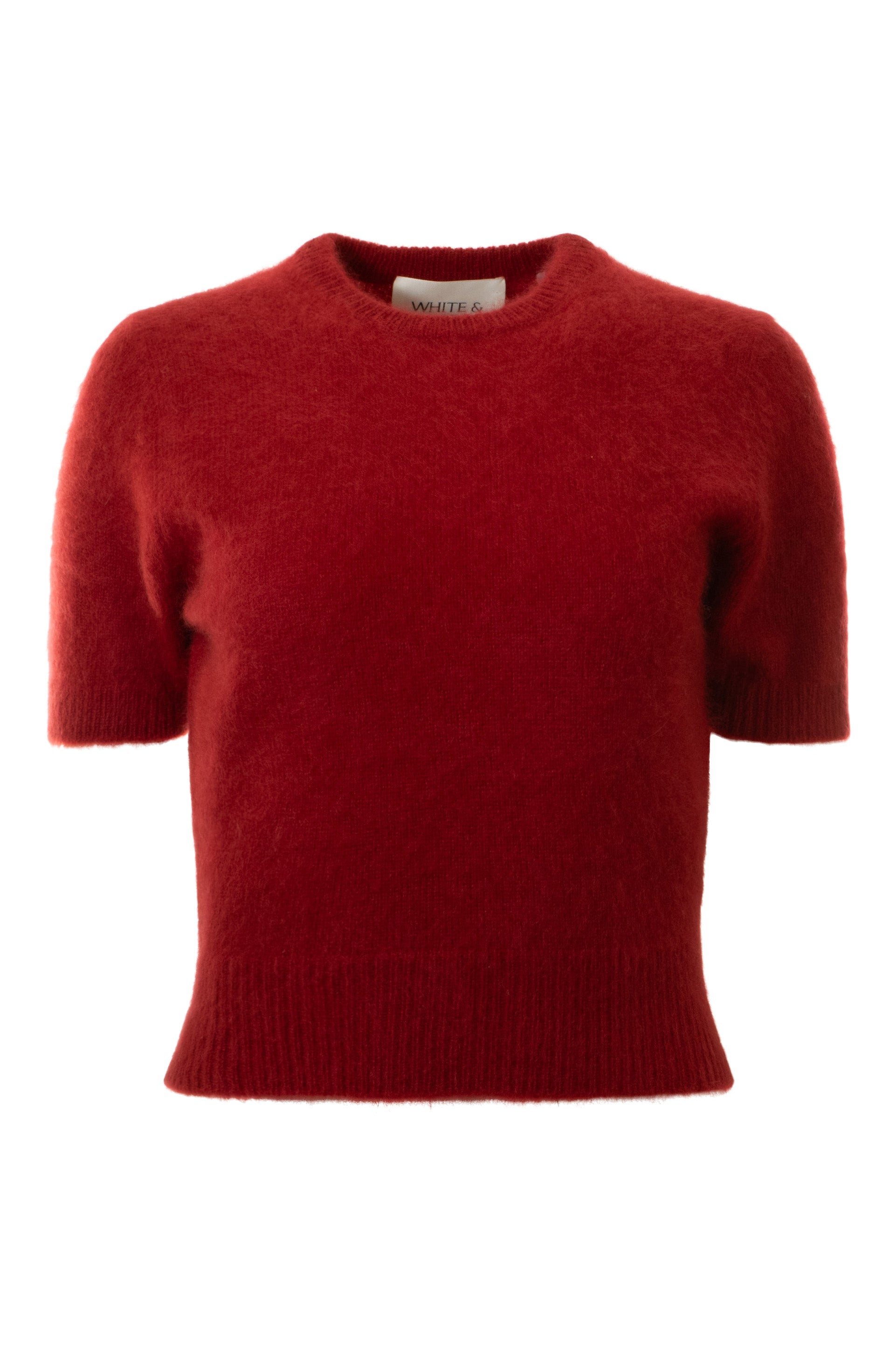 White & Warren Brushed Cashmere Tee in Dark Cherry