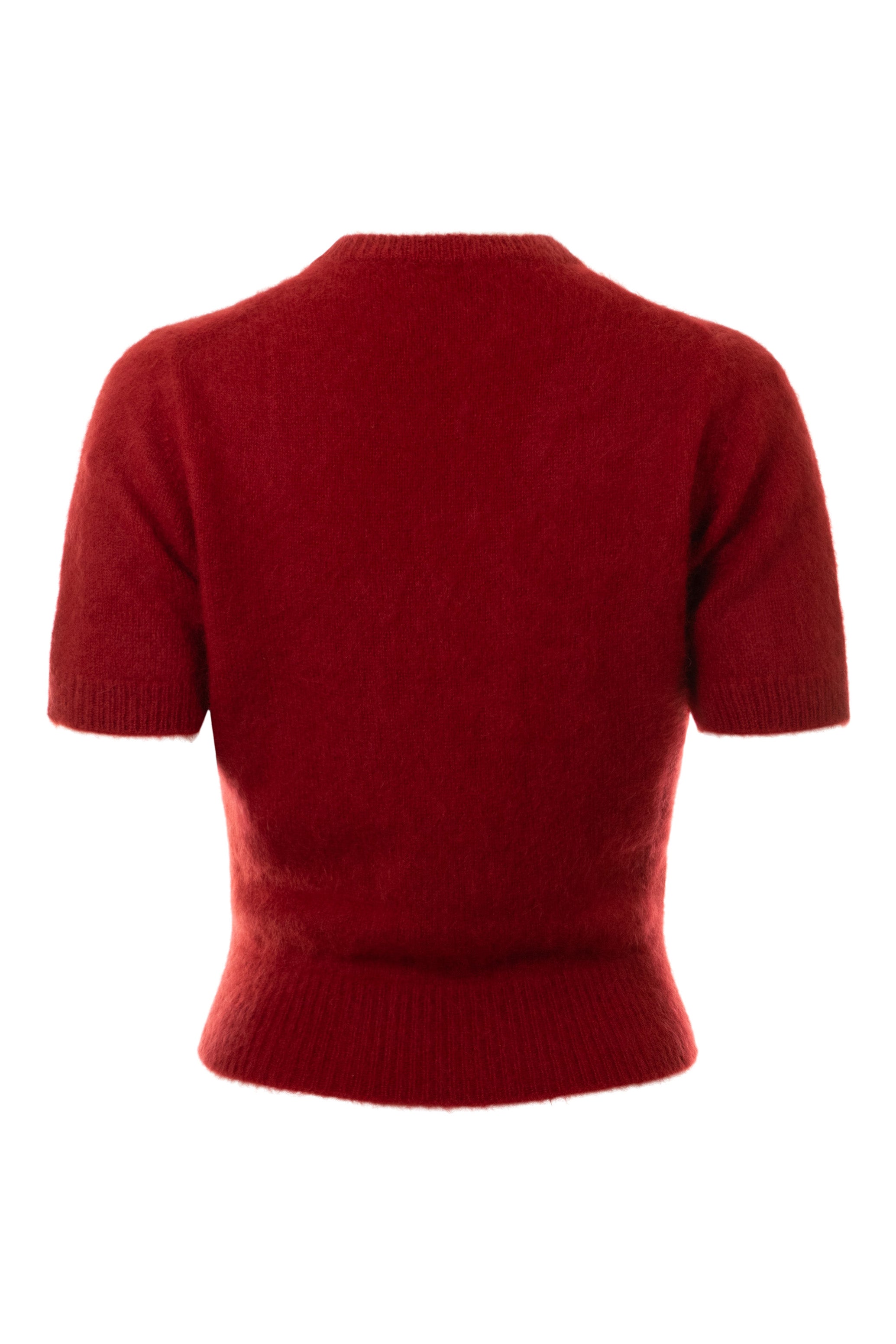 White & Warren Brushed Cashmere Tee in Dark Cherry