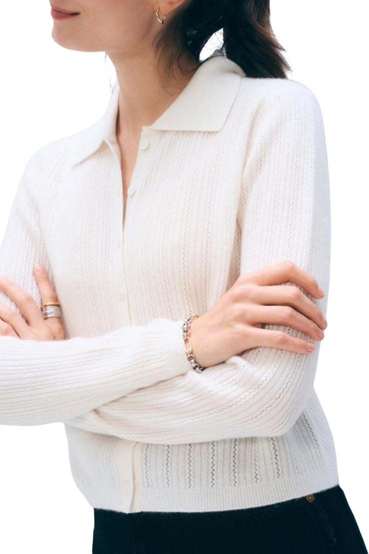 White & Warren Cashmere Pointelle Shirt