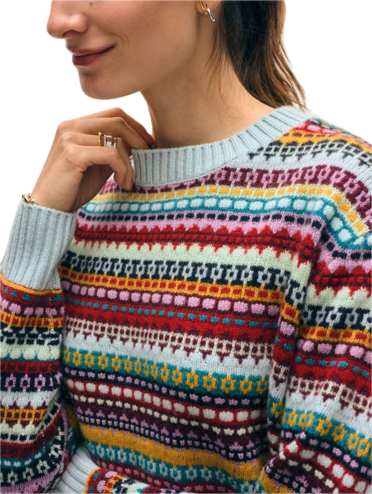 White & Warren Cashmere Fair Isle Crewneck Sweater