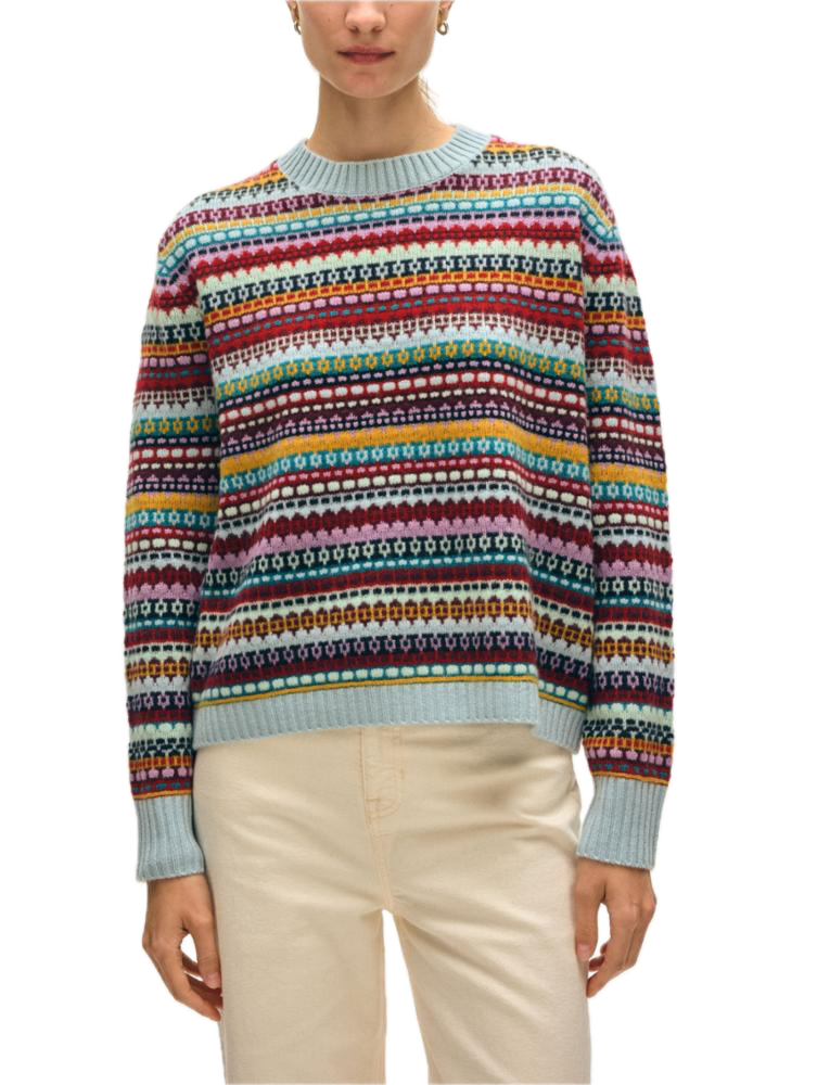 White & Warren Cashmere Fair Isle Crewneck Sweater