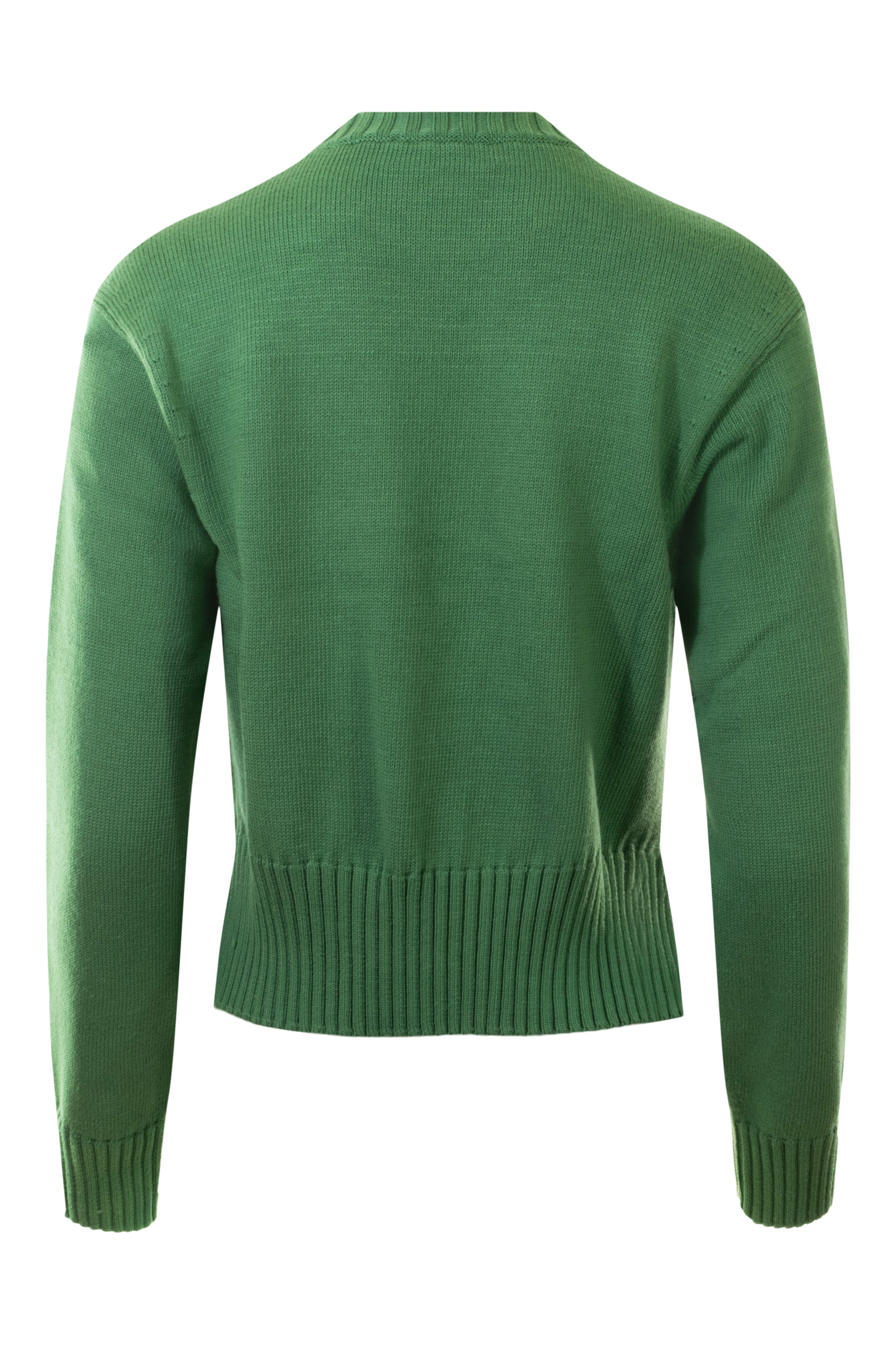 White & Warren Soft Cotton Rib Trim Sweatshirt in Willow Green - Ivory