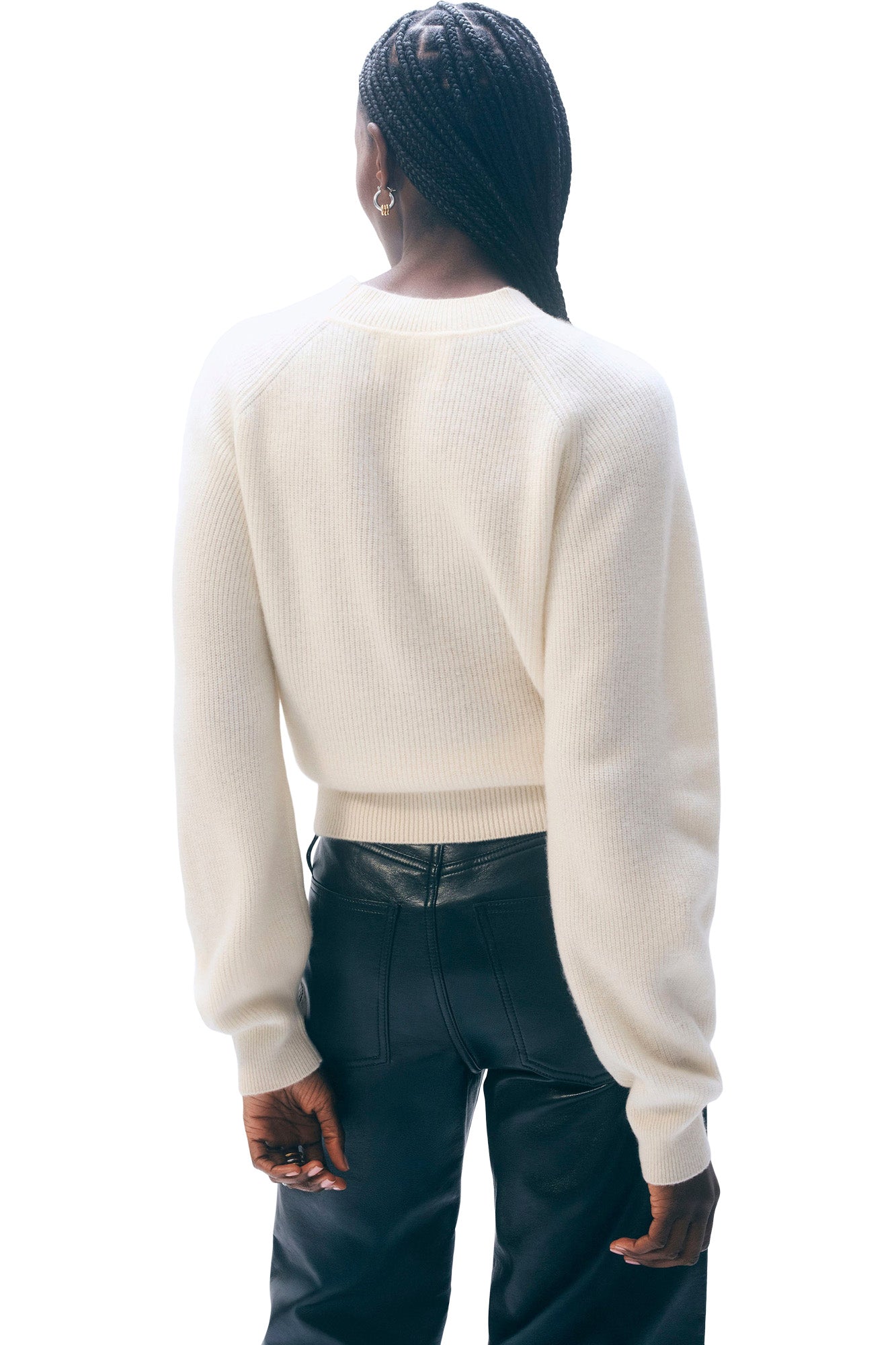 White & Warren Cashmere Blouson Sleeve Crewneck
 in Soft White