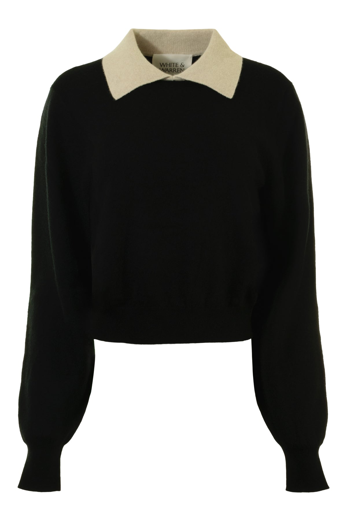White & Warren Cashmere Contrast Collar Sweater
