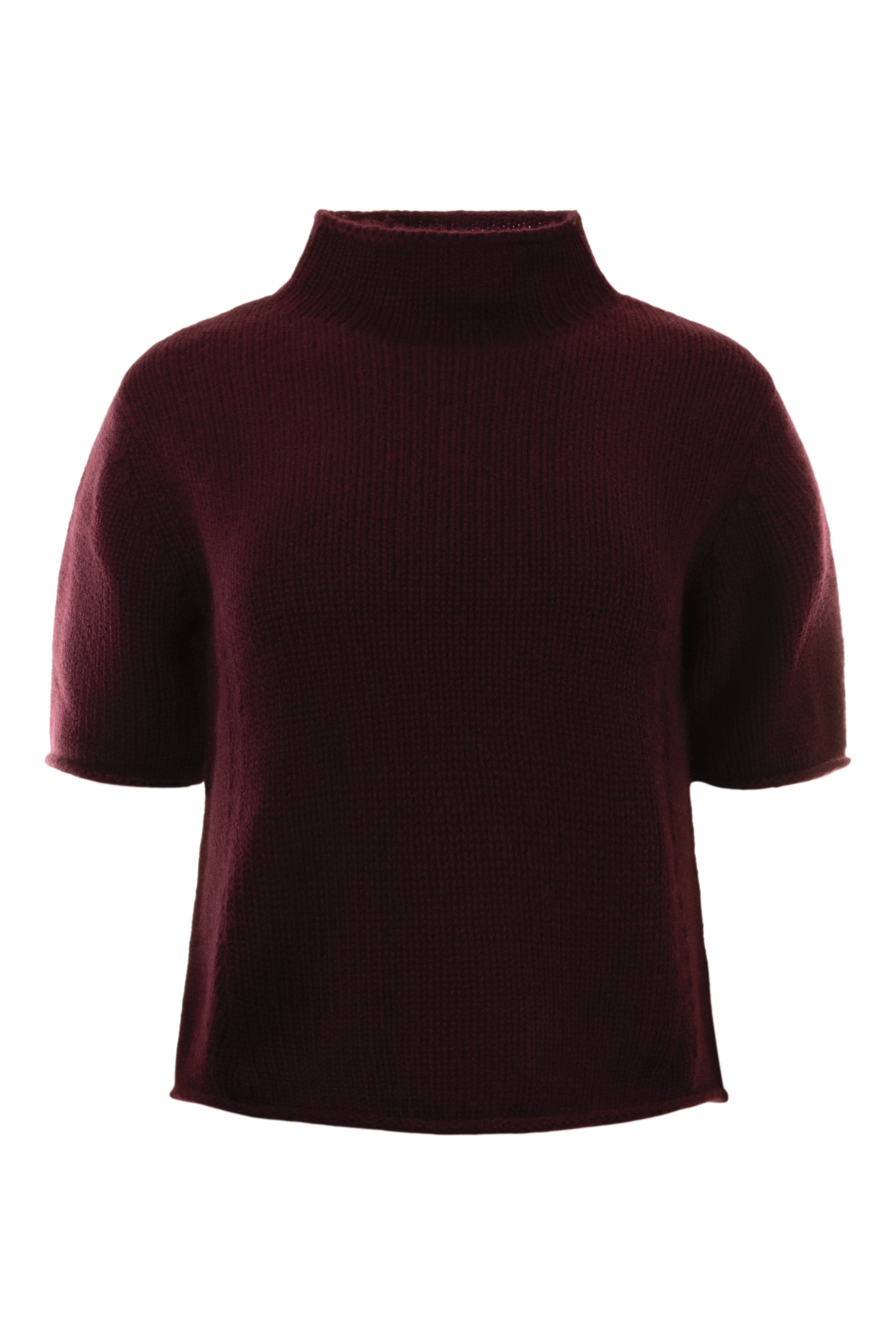 White & Warren Cashmere Mock Neck Tee in Sangria