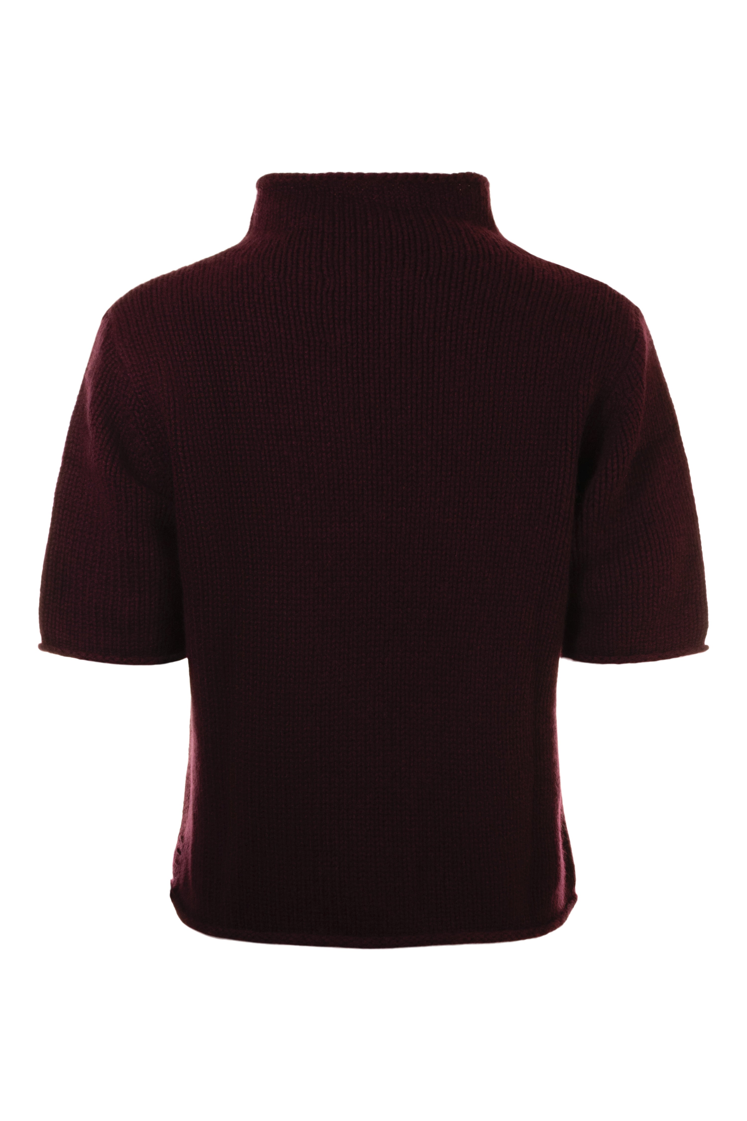 White & Warren Cashmere Mock Neck Tee in Sangria
