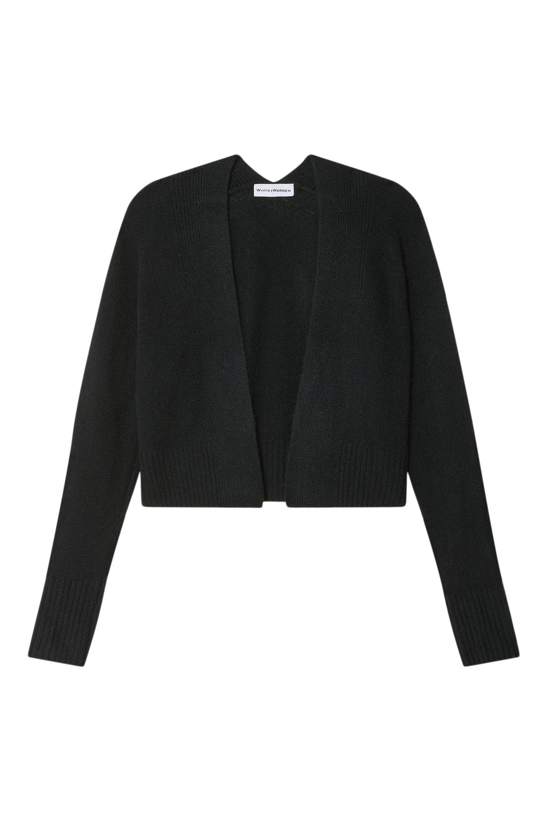 White & Warren Cashmere Open Front Cardigan in Black