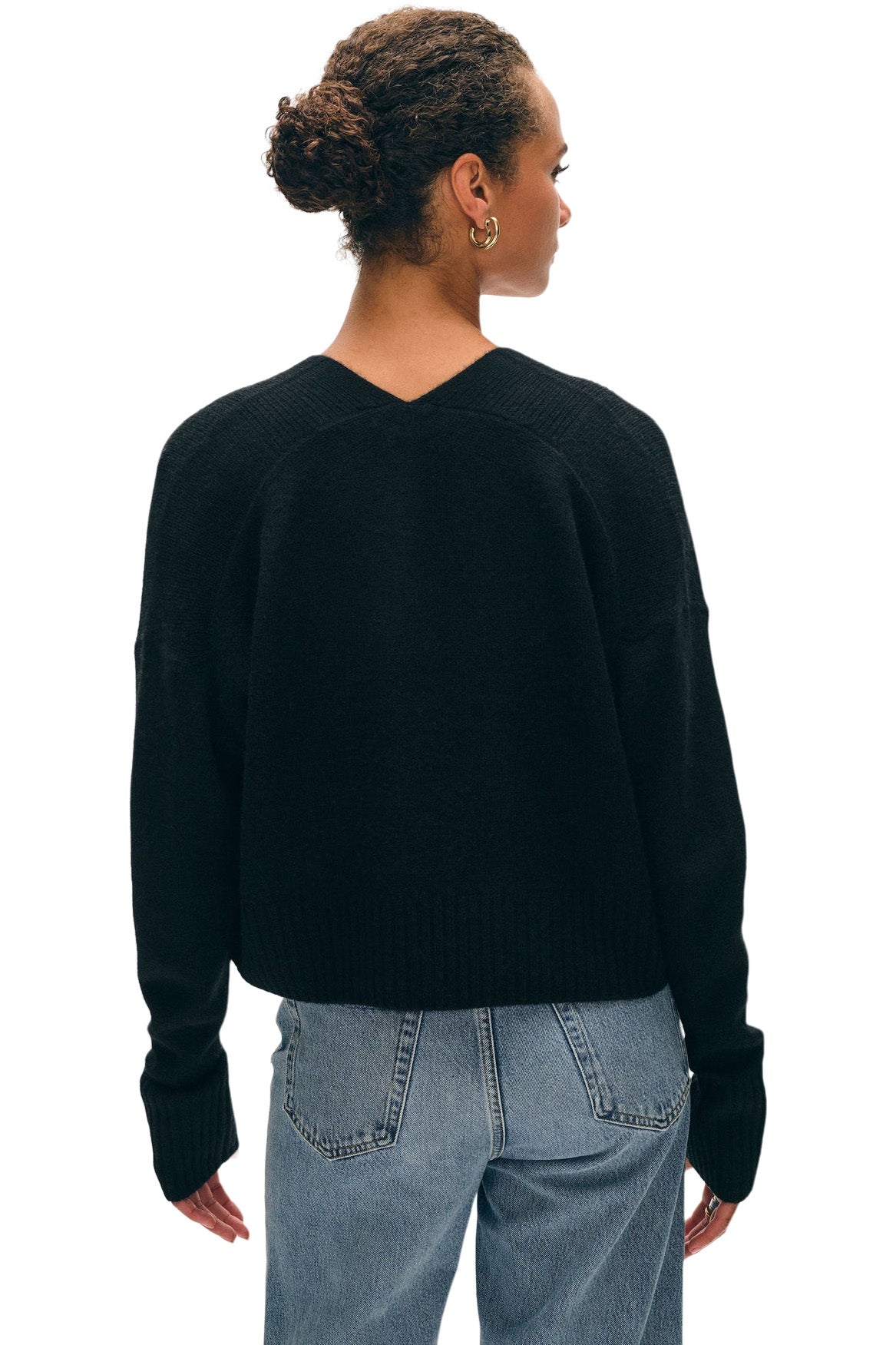 White & Warren Cashmere Open Front Cardigan in Black