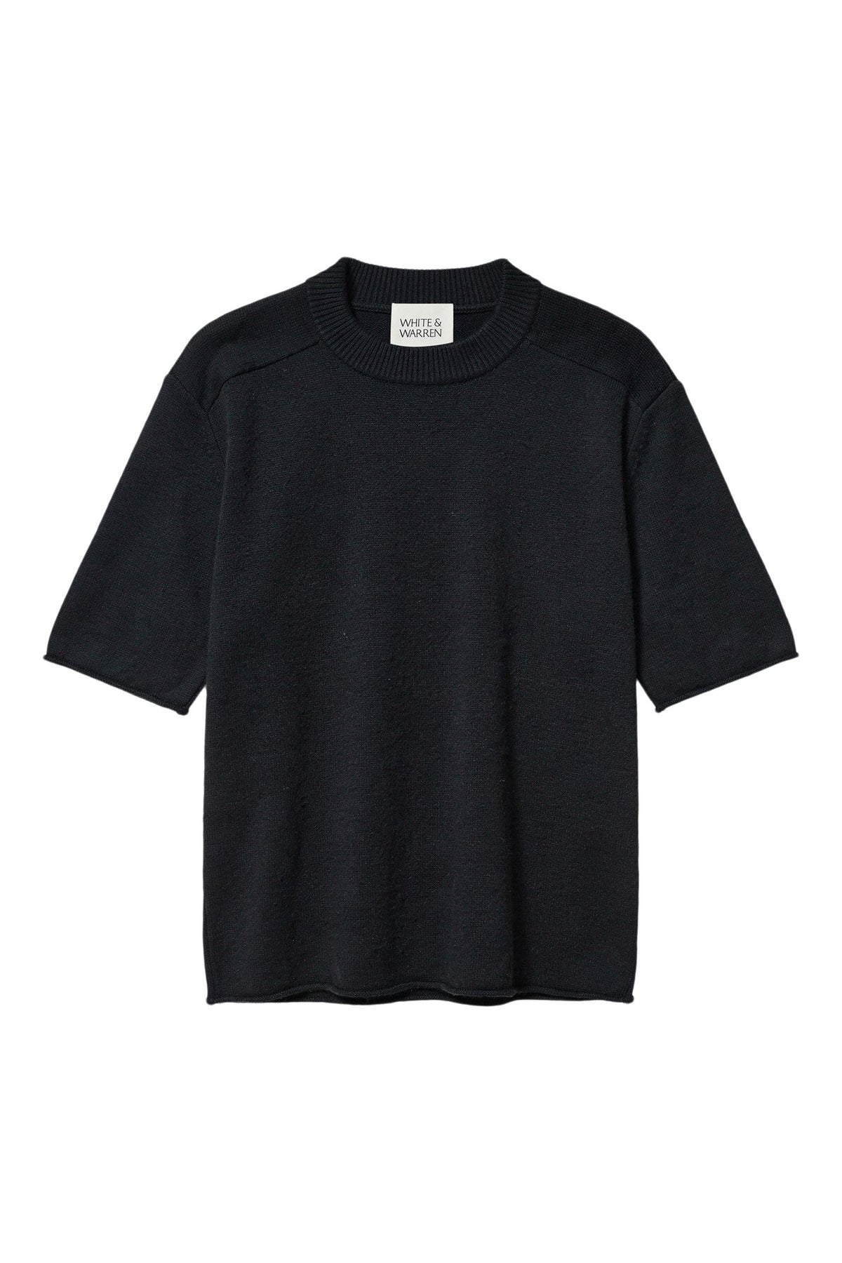 White & Warren Cashmere Oversized Tee in Black
