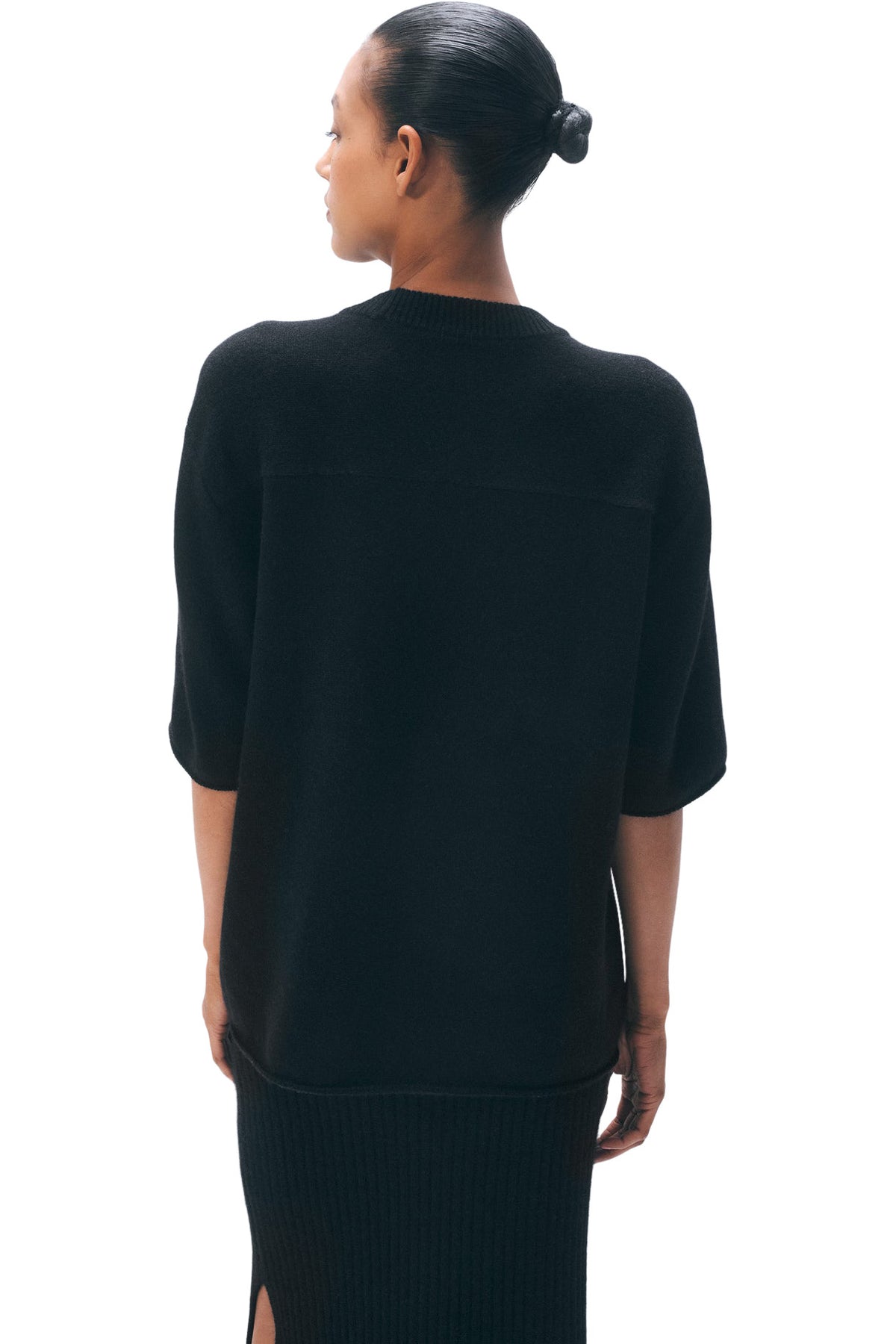White & Warren Cashmere Oversized Tee in Black