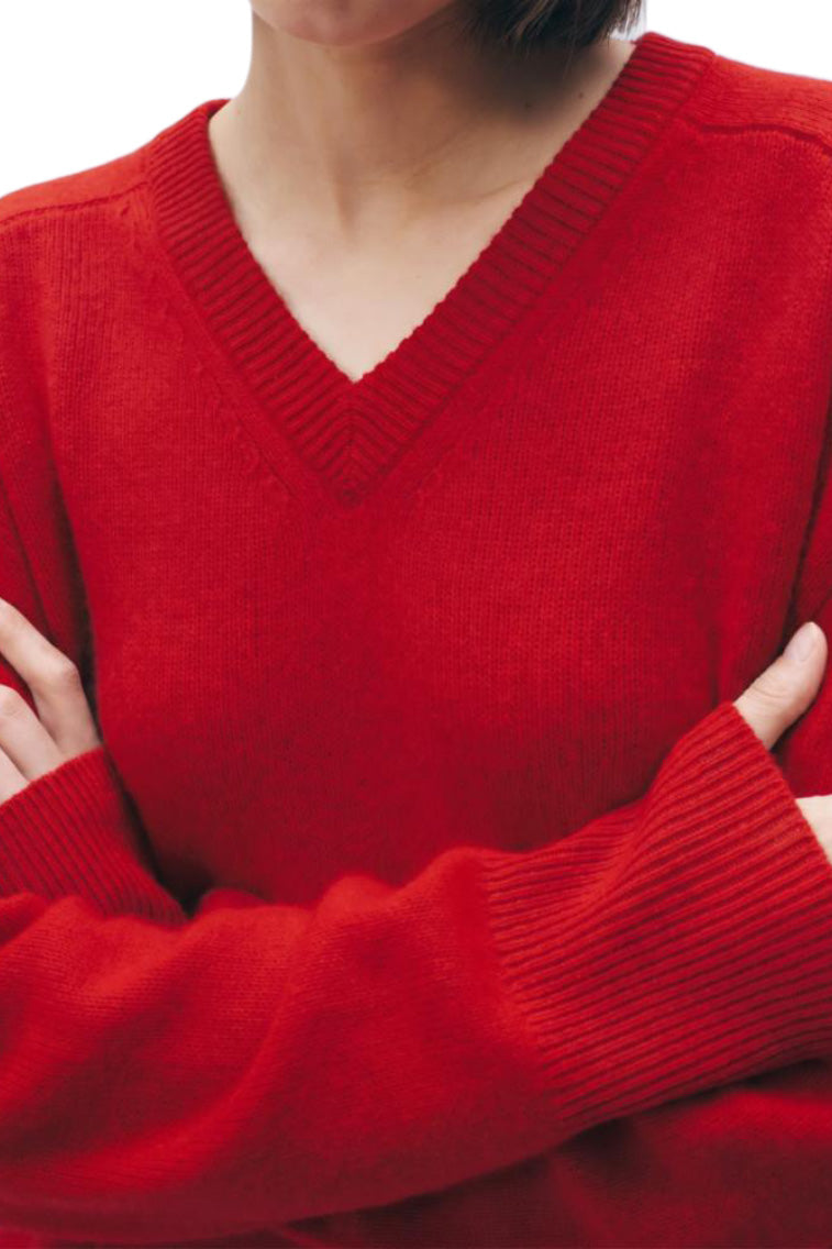 White & Warren Cashmere Saddle Sleeve V-neck Sweater
