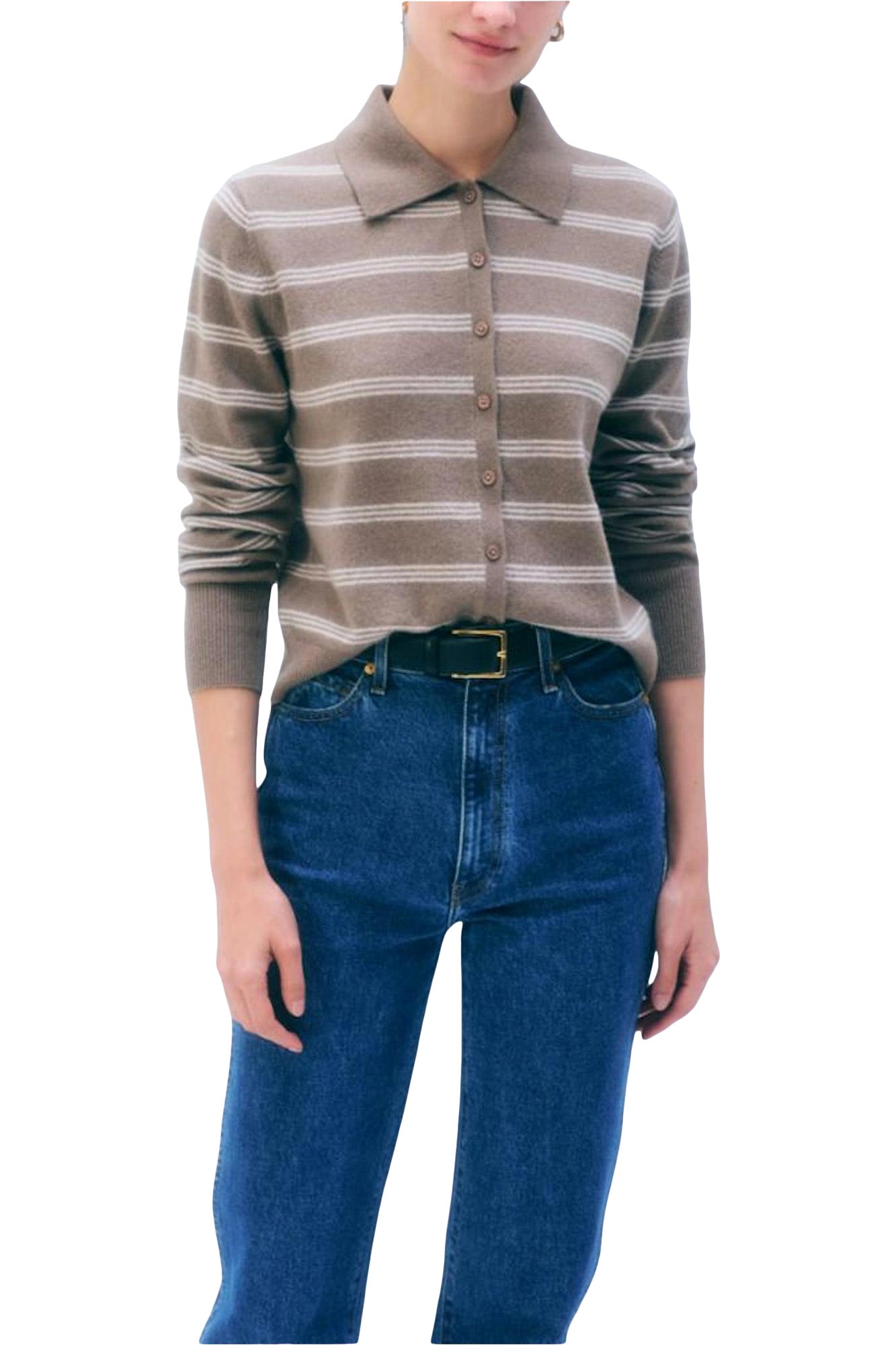 White & Warren Cashmere Striped Cardigan