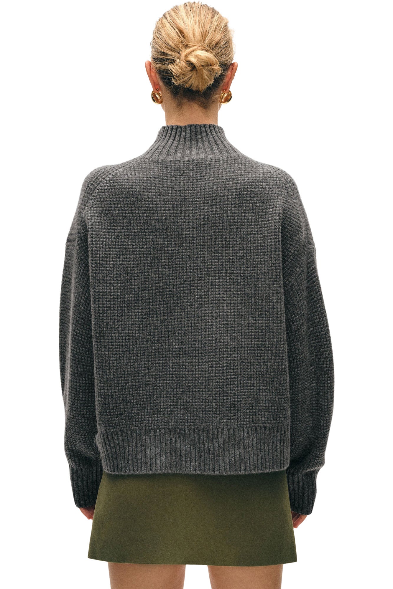 White & Warren Cashmere Waffle Standneck