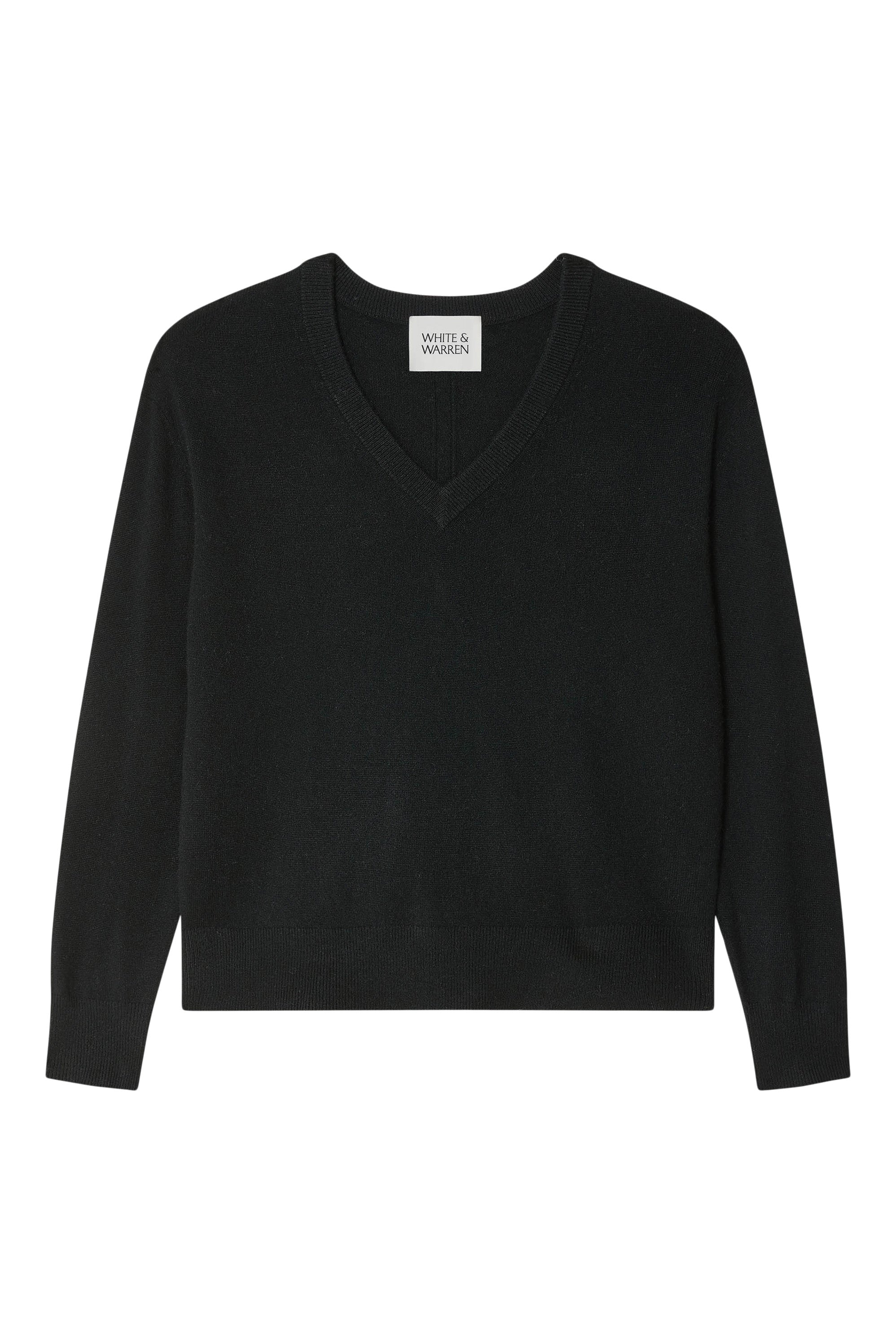 White & Warren Classic Cashmere V-neck Sweater