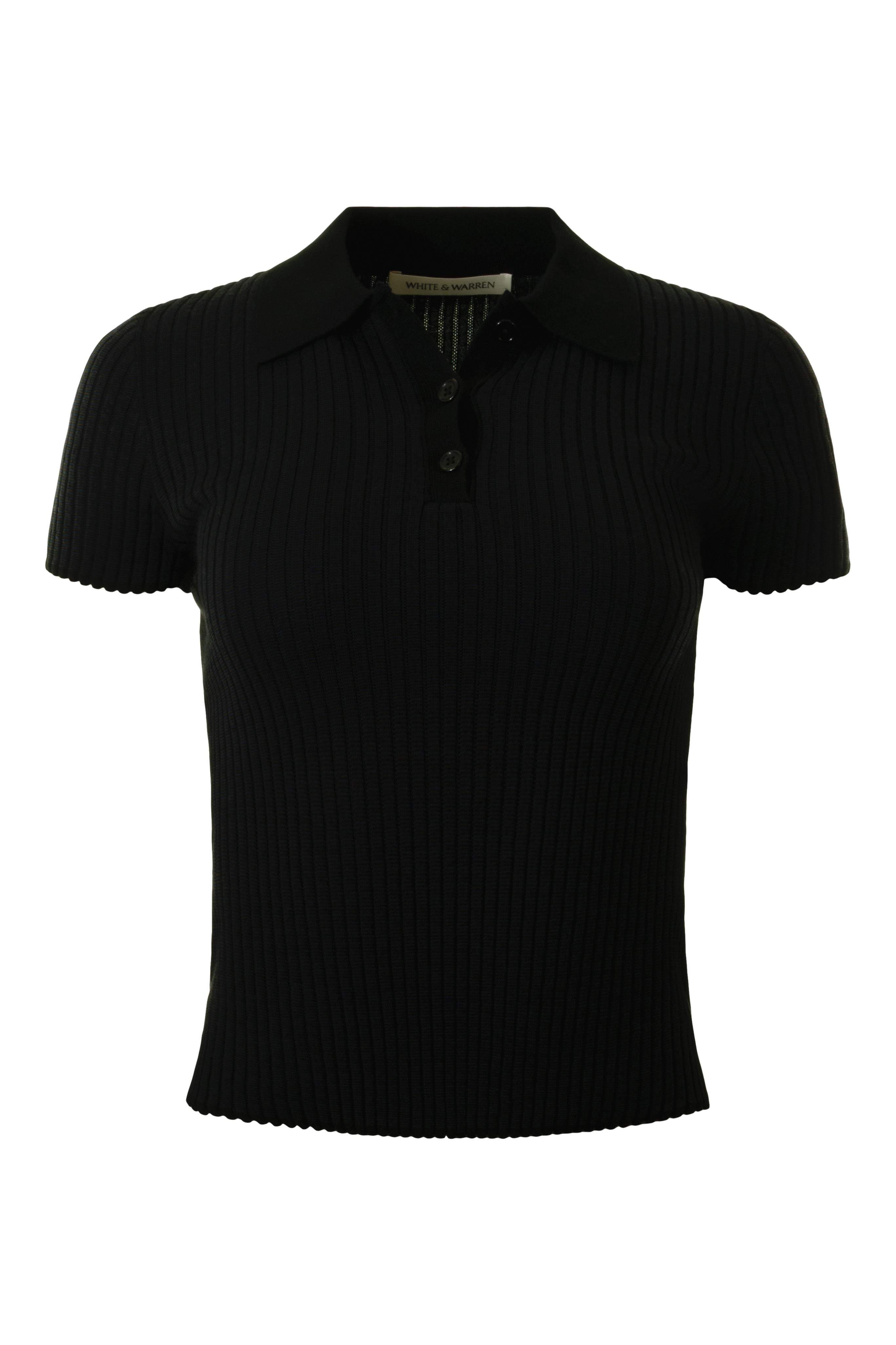 White & Warren Cotton Ribbed Polo in Brown Combo