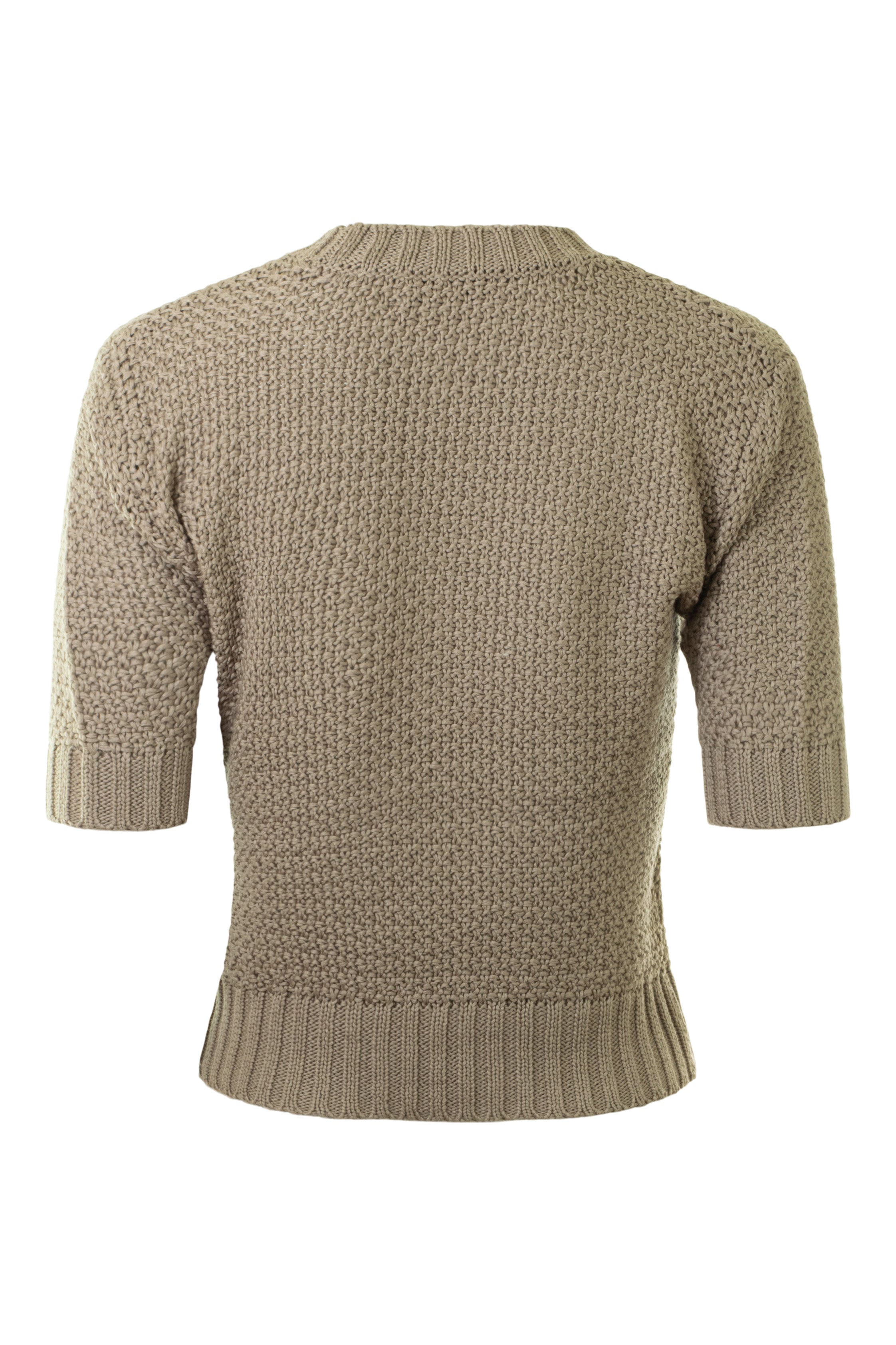 White & Warren Mercerized Cotton Textured Sweater in Warm Stone