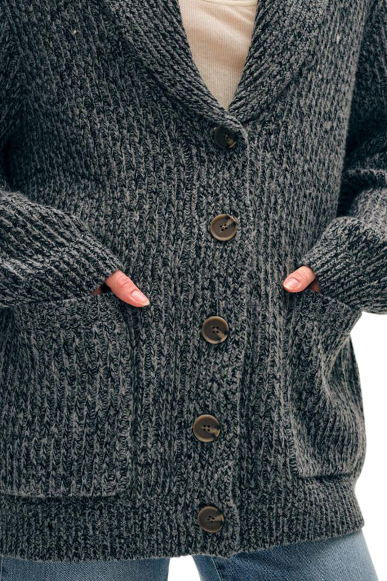 White & Warren Shawl Collar Coatigan in Grey Marl