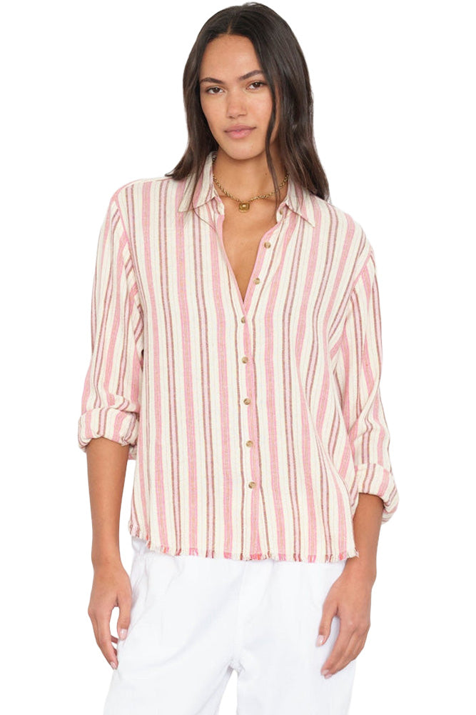 Xirena Bowie Shirt in Dusty Pink Stripe
