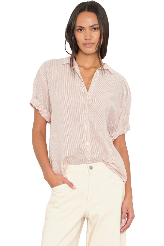 Xirena Channing Shirt in Burnt Sienna Stripe