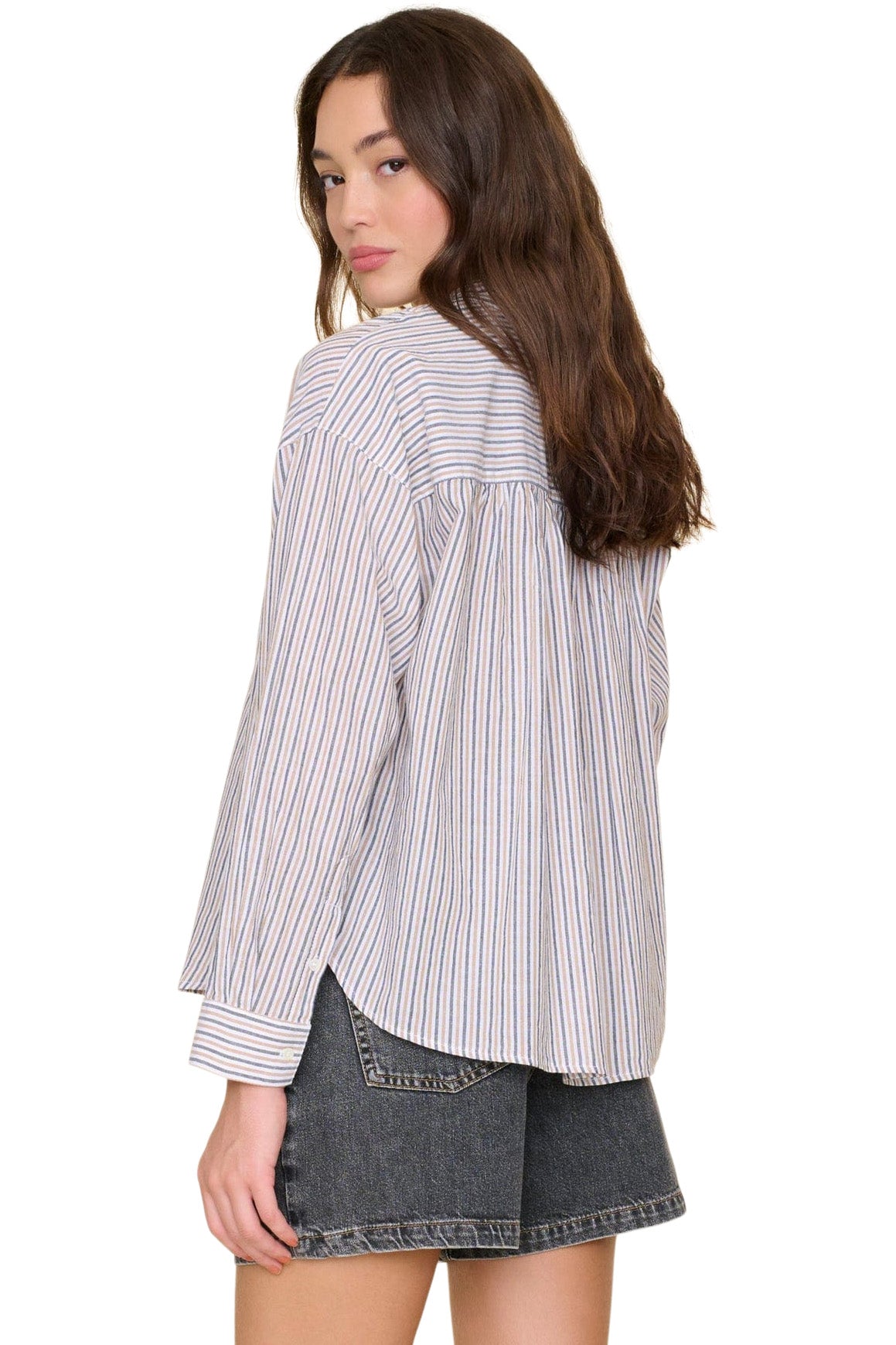 Xirena Jones Shirt in Mocha Stripe