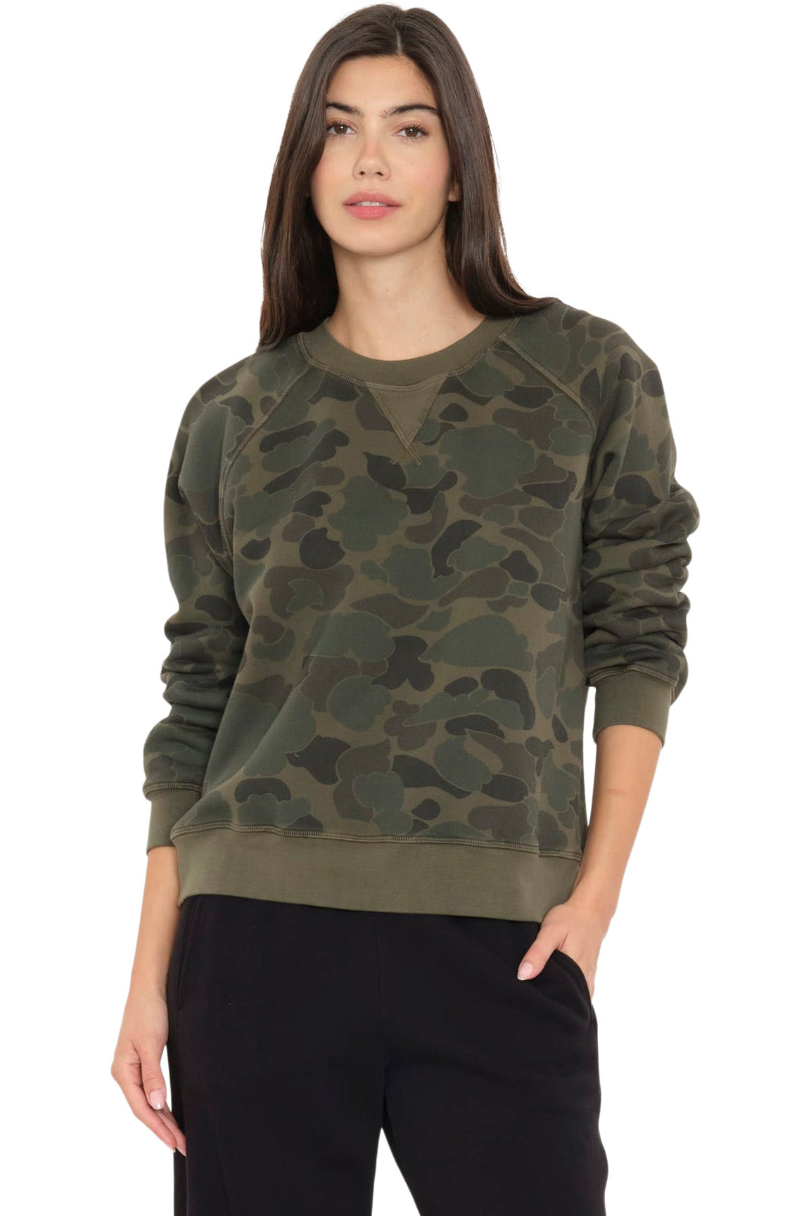 Xirena Marathon Sweatshirt in Camo Sage