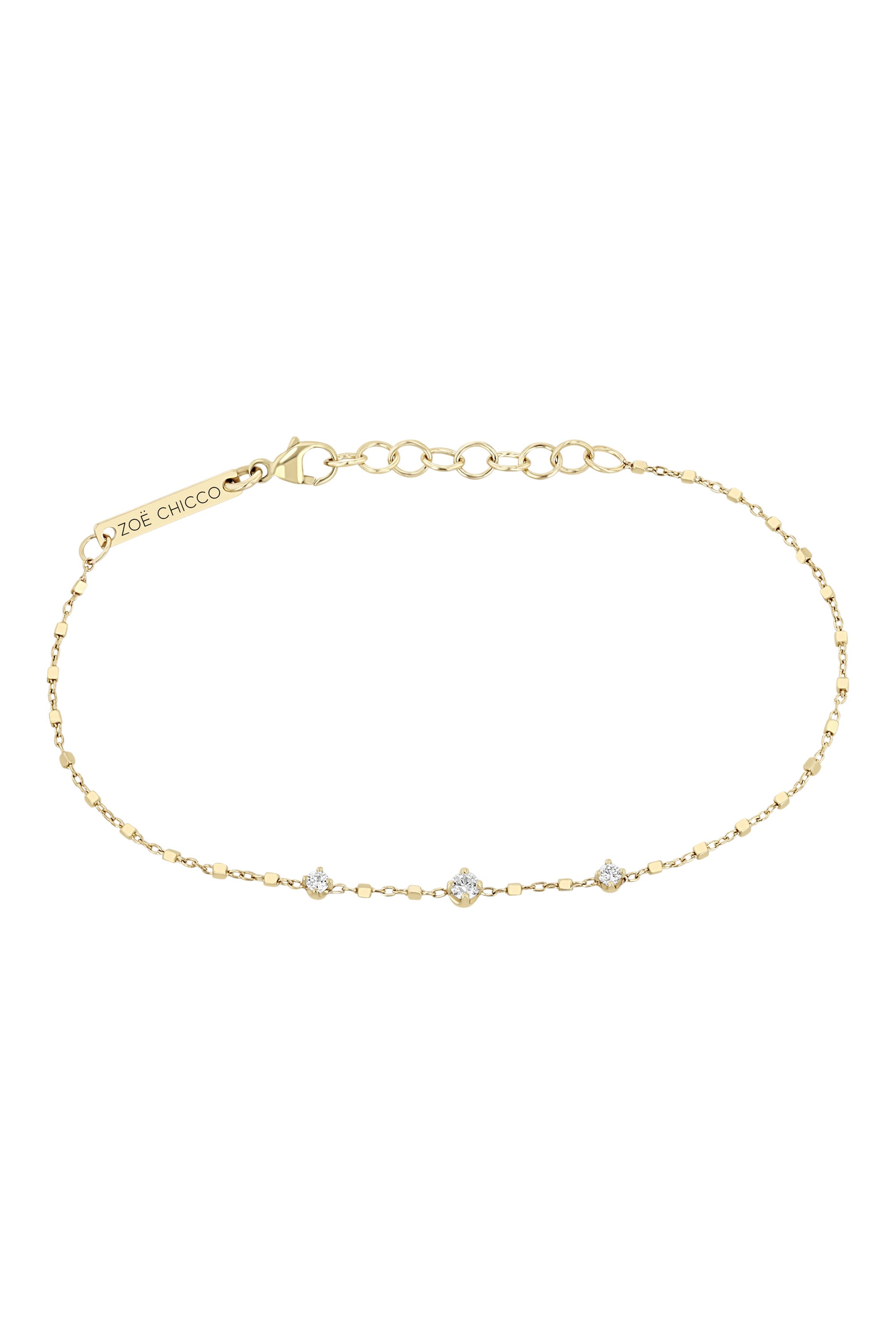 Zoe Chicco 14k Cable Square Bead Chain Bracelet in Yellow Gold