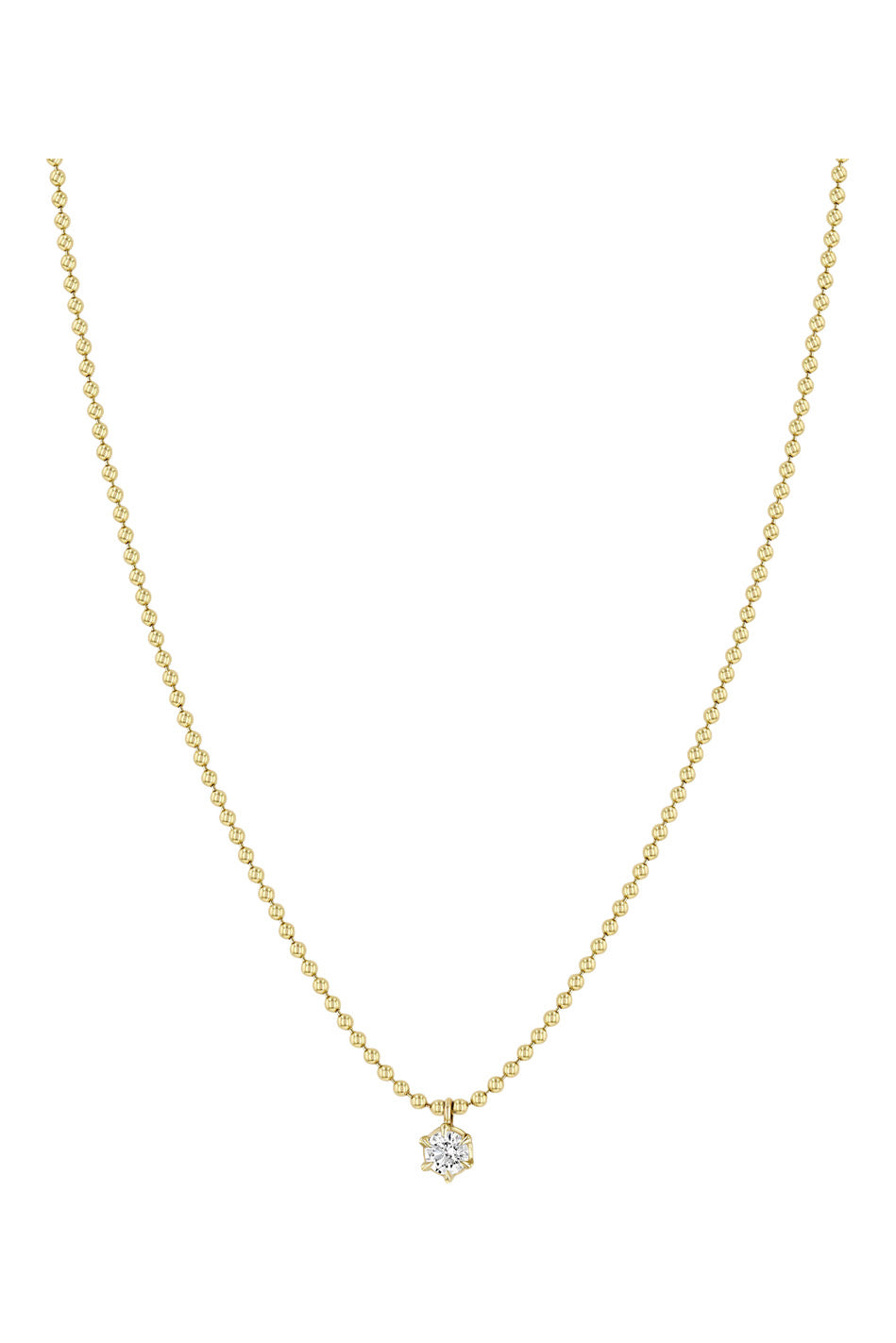 Zoe Chicco Diamond Solitaire Bead Necklace in Yellow Gold
